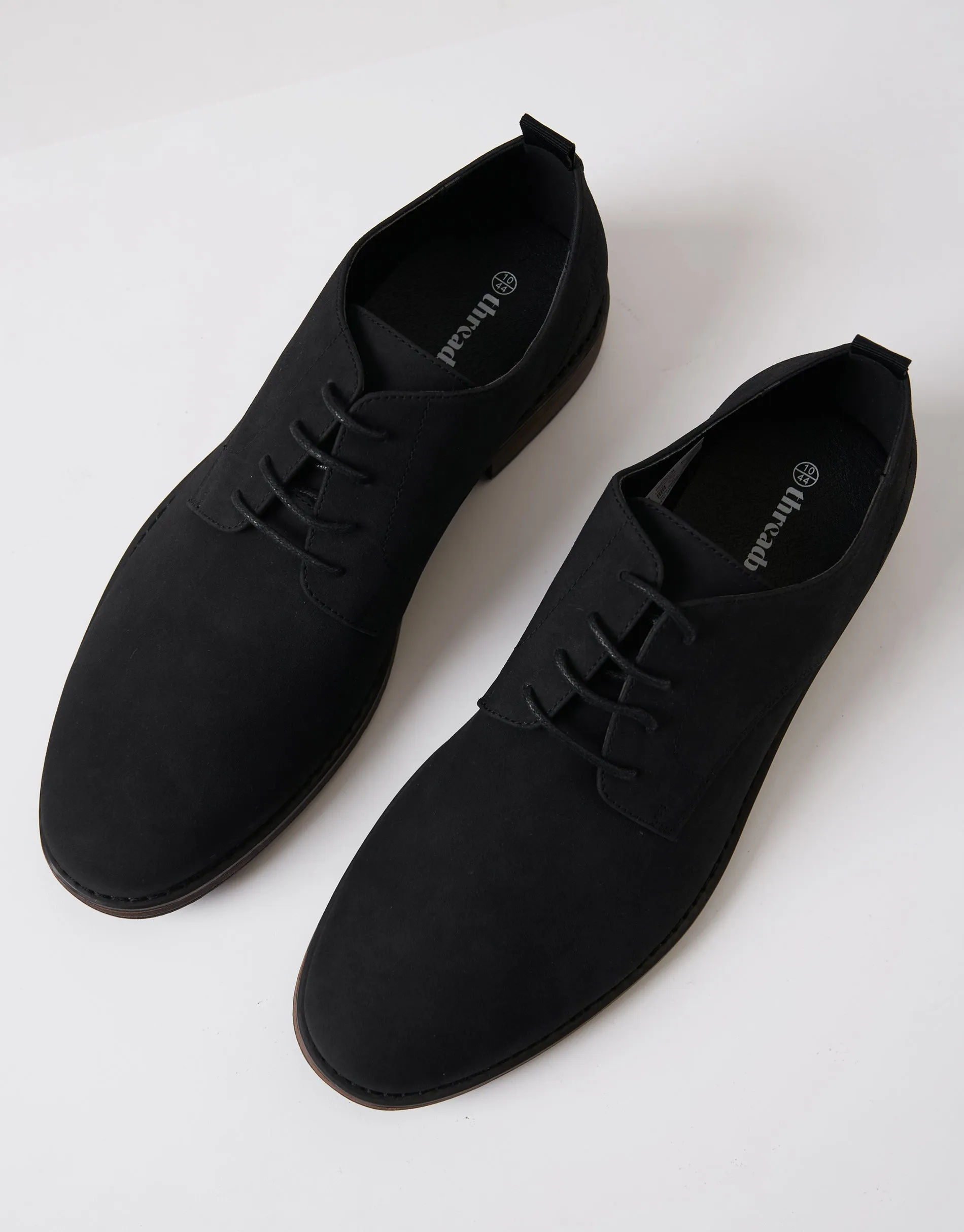 Black Faux Suede Derby Shoes sold by Threadbare product image thumbnail 2