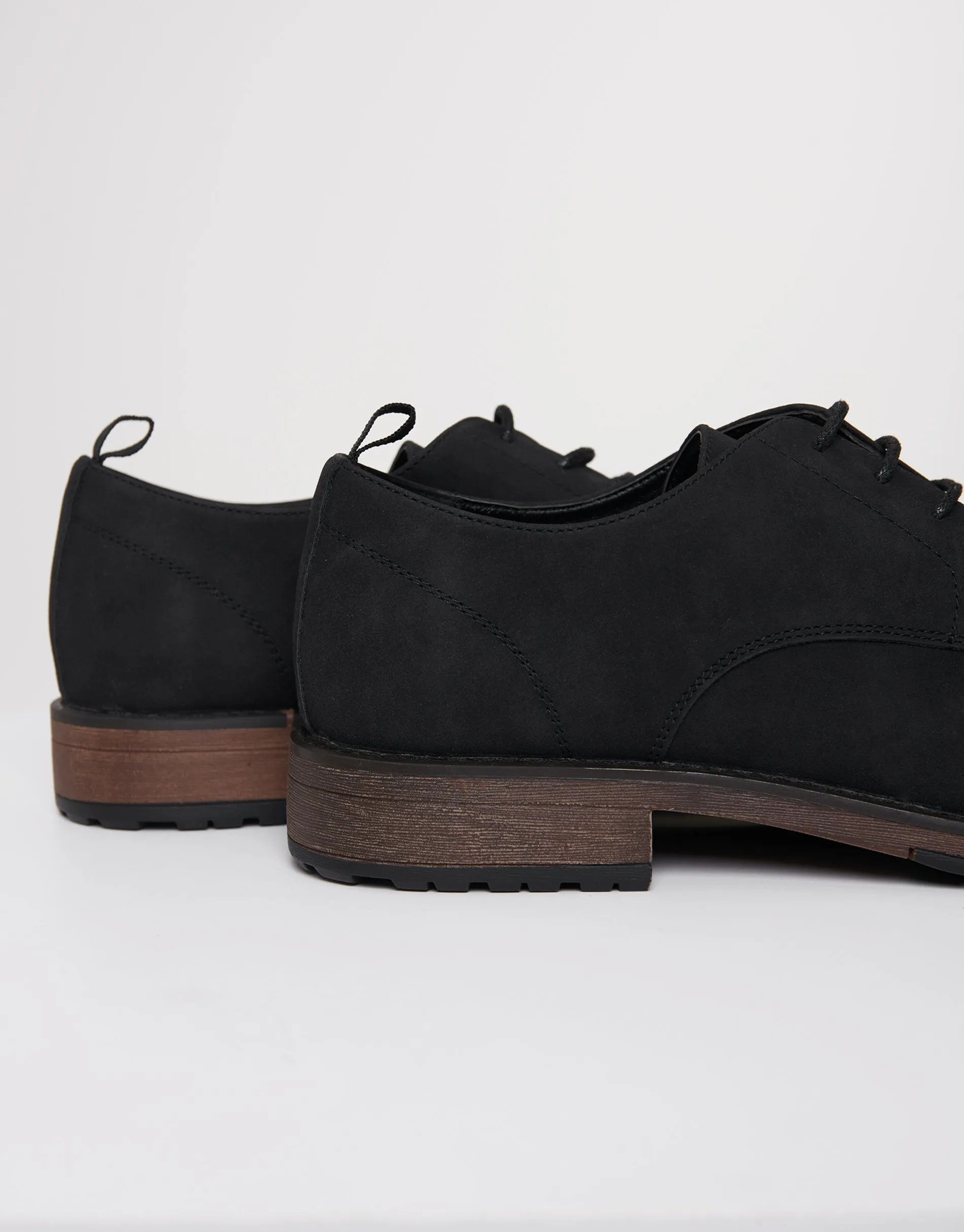Black Faux Suede Derby Shoes sold by Threadbare product image thumbnail 4