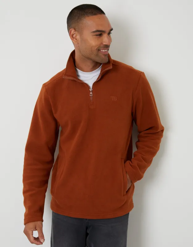 Rust Orange Quarter Zip Microfleece Sweatshirt sold by Threadbare