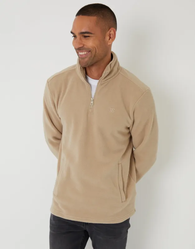 Stone Quarter Zip Microfleece Sweatshirt sold by Threadbare
