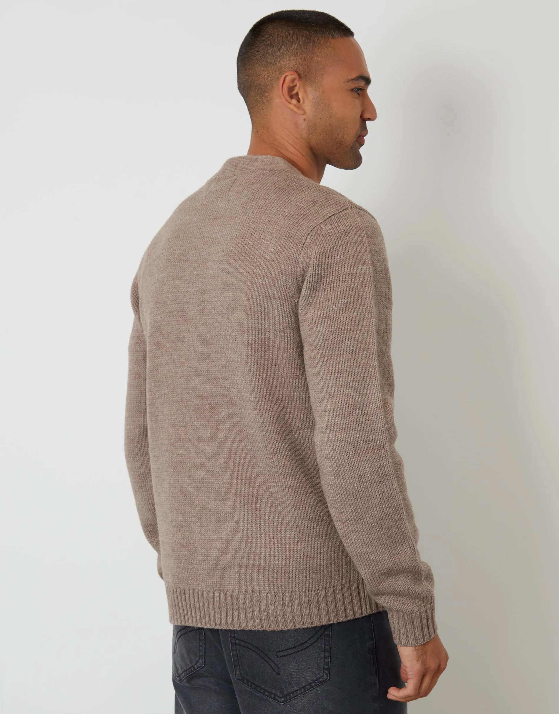 Taupe Knitted V-Neck Cardigan sold by Threadbare product image thumbnail 3