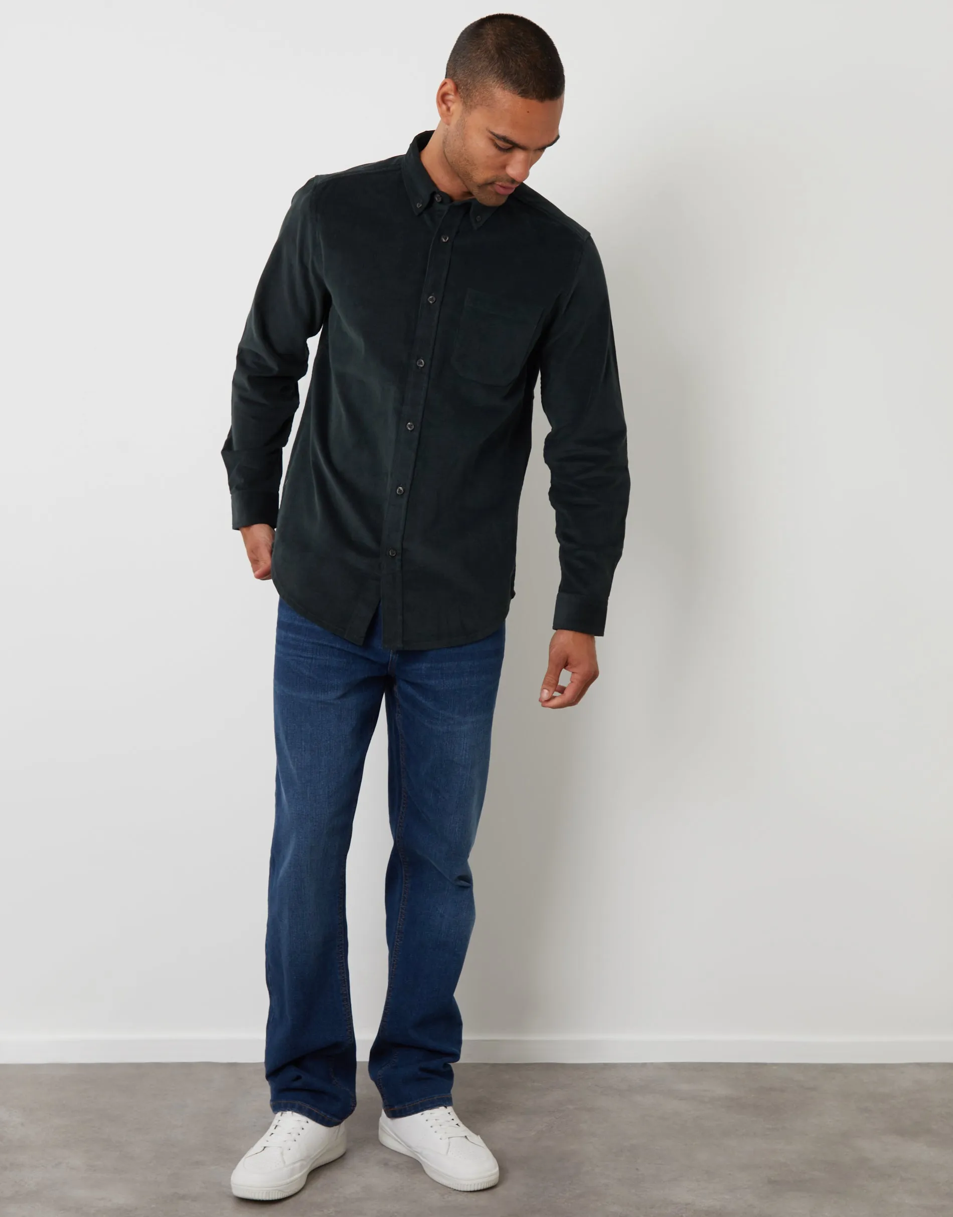 Dark Blue Corduroy Shirt sold by Threadbare product image thumbnail 3