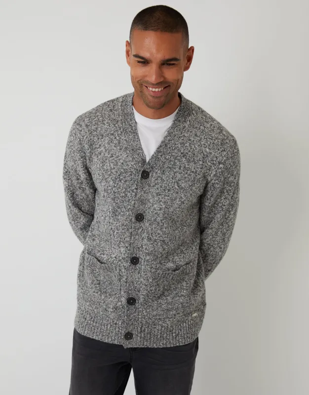 Grey Twist Knitted Button Up Cardigan sold by Threadbare