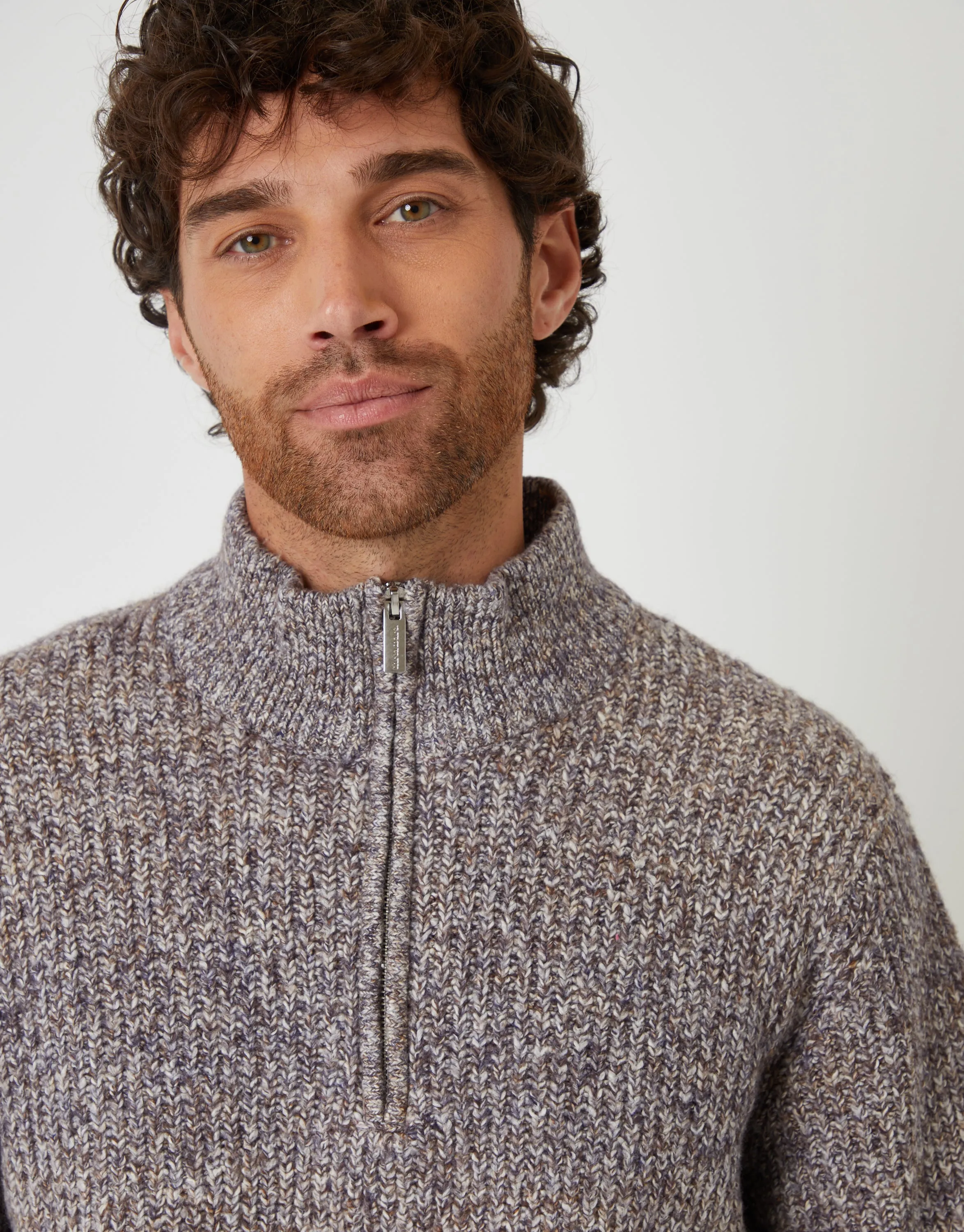 Brown Twist Knitted Quarter Zip Jumper sold by Threadbare product image thumbnail 4