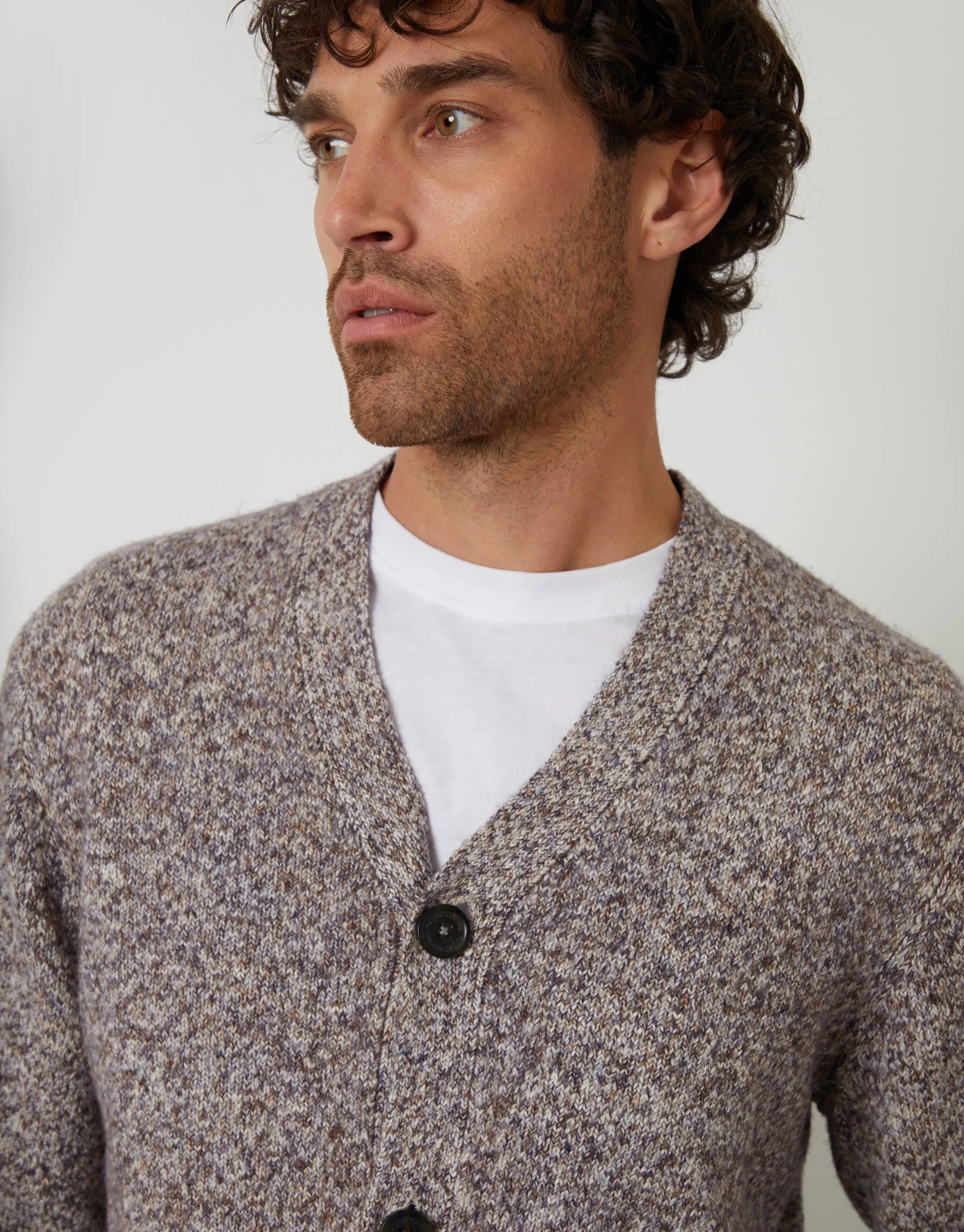 Knitted Button Up Cardigan in Brown Twist sold by Threadbare product image thumbnail 5