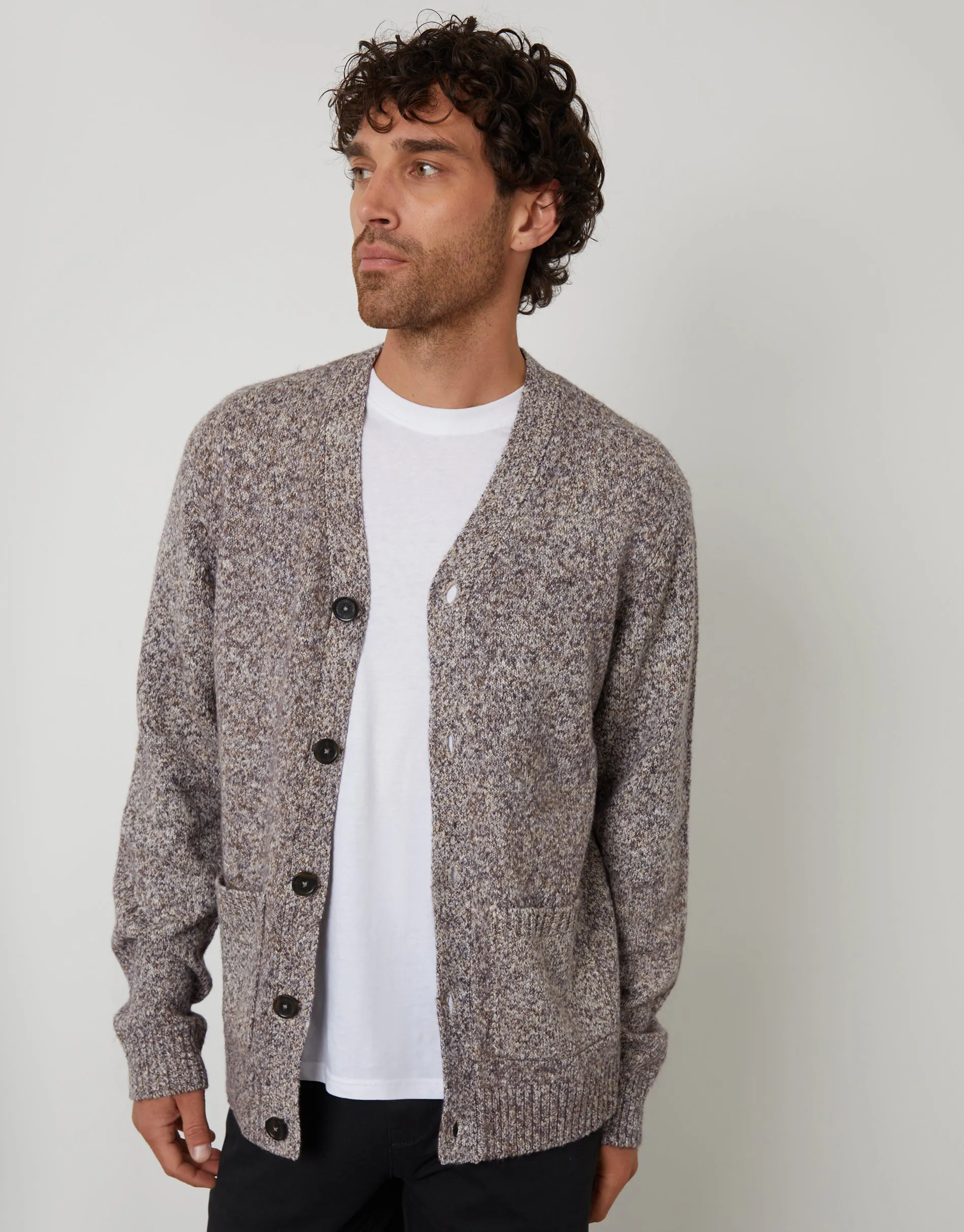 Knitted Button Up Cardigan in Brown Twist sold by Threadbare product image thumbnail 2