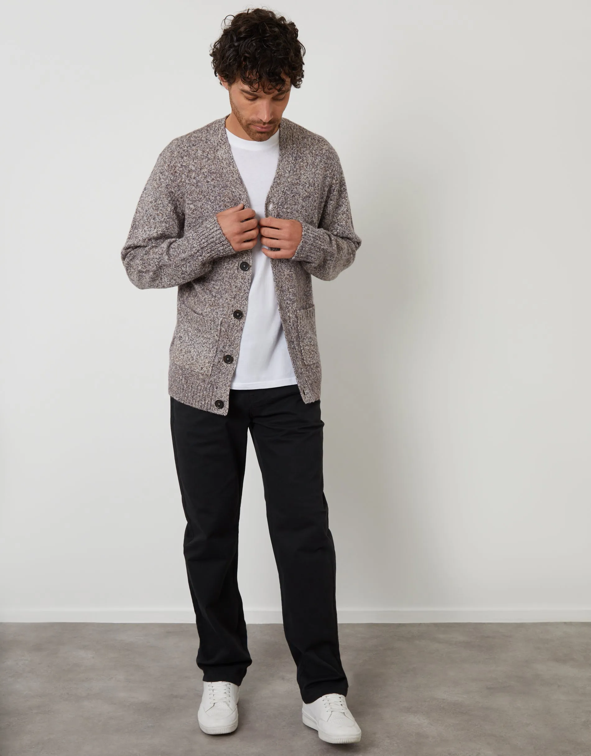 Knitted Button Up Cardigan in Brown Twist sold by Threadbare product image thumbnail 4