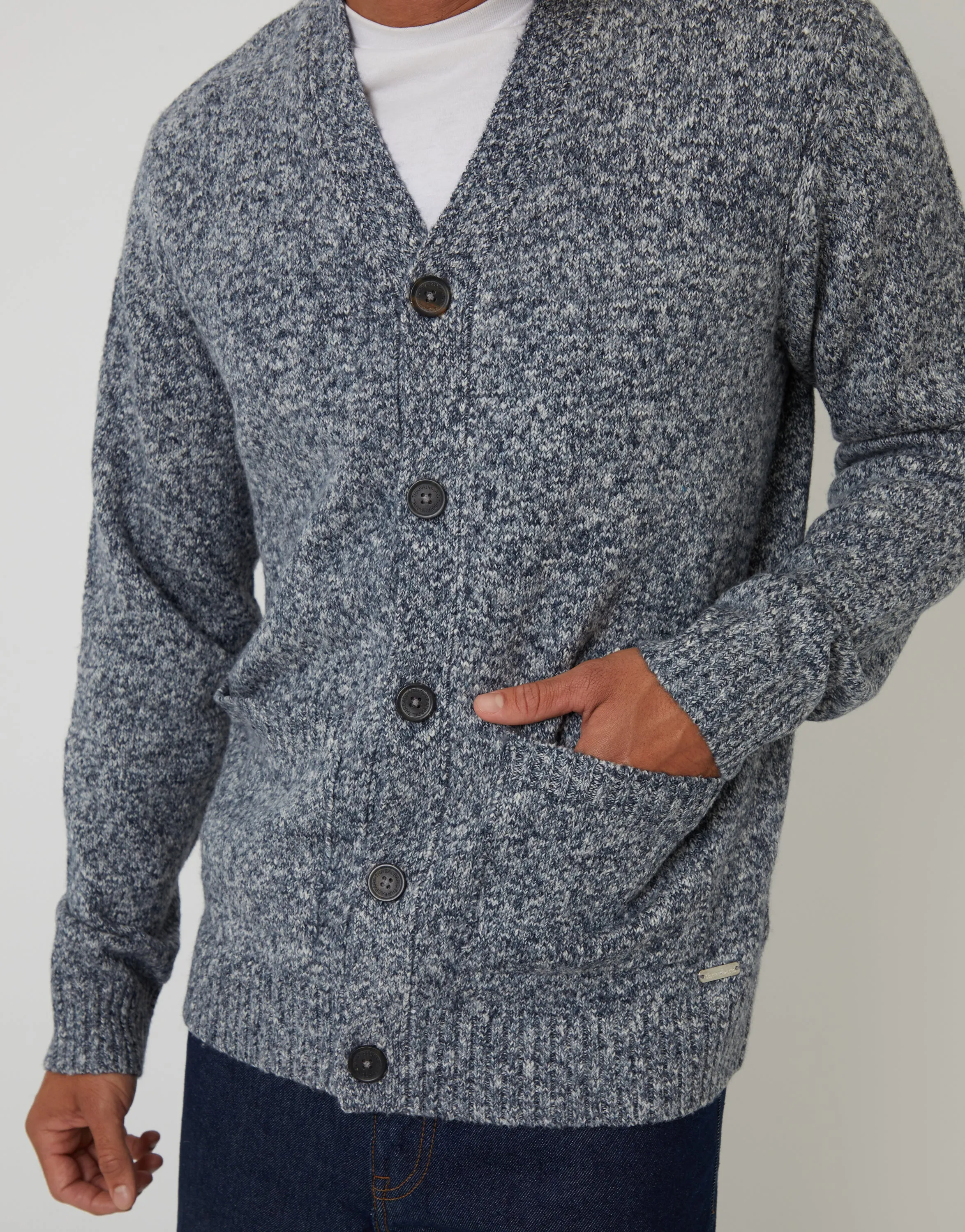 Navy Twist Knitted Button Up Cardigan sold by Threadbare product image thumbnail 5