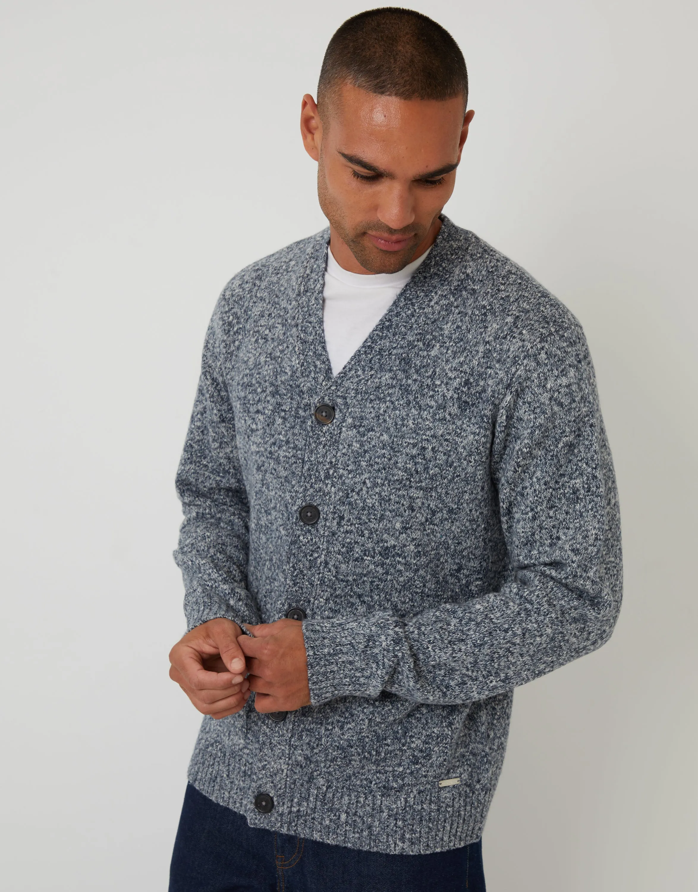 Navy Twist Knitted Button Up Cardigan sold by Threadbare product image thumbnail 2