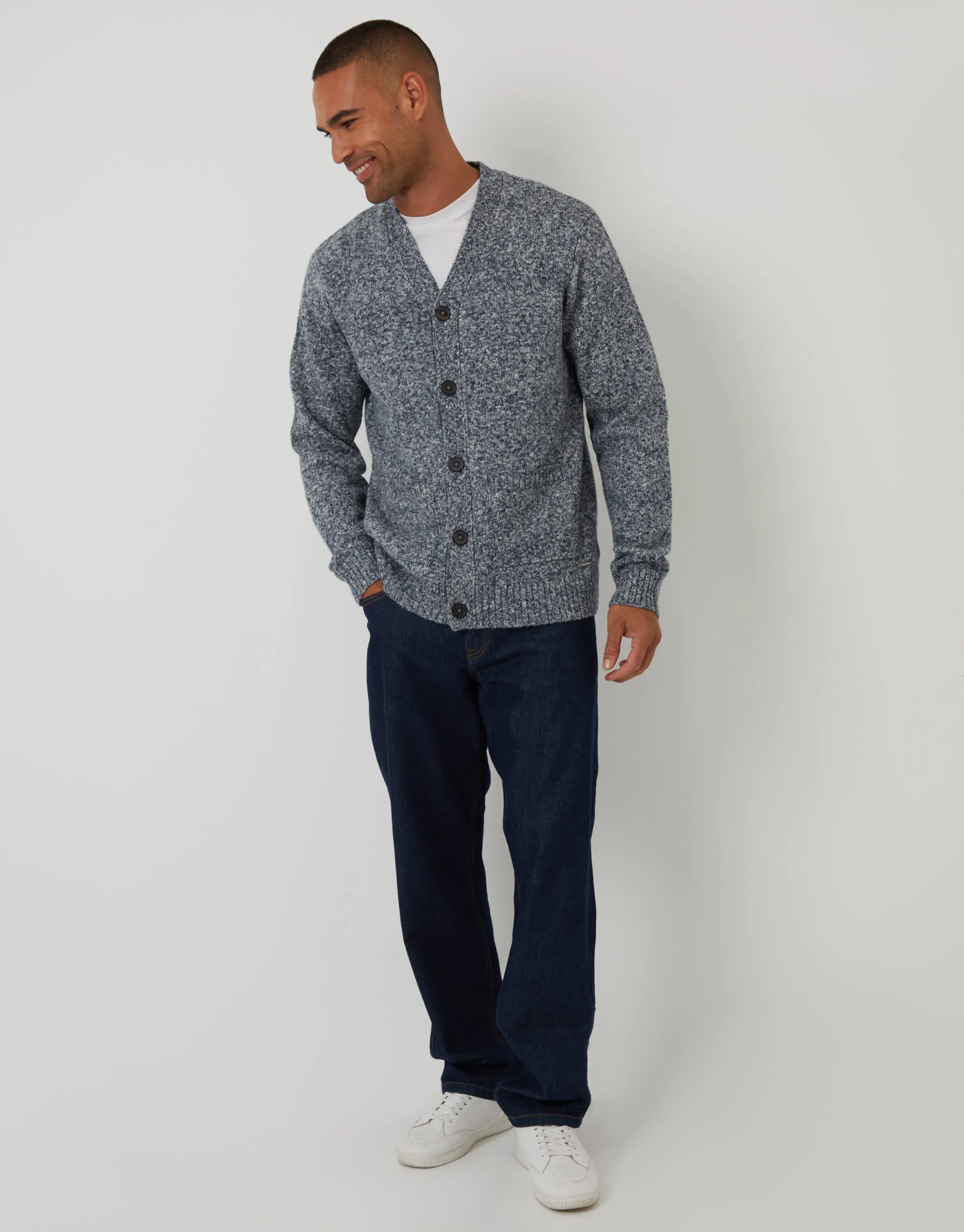 Navy Twist Knitted Button Up Cardigan sold by Threadbare product image thumbnail 4