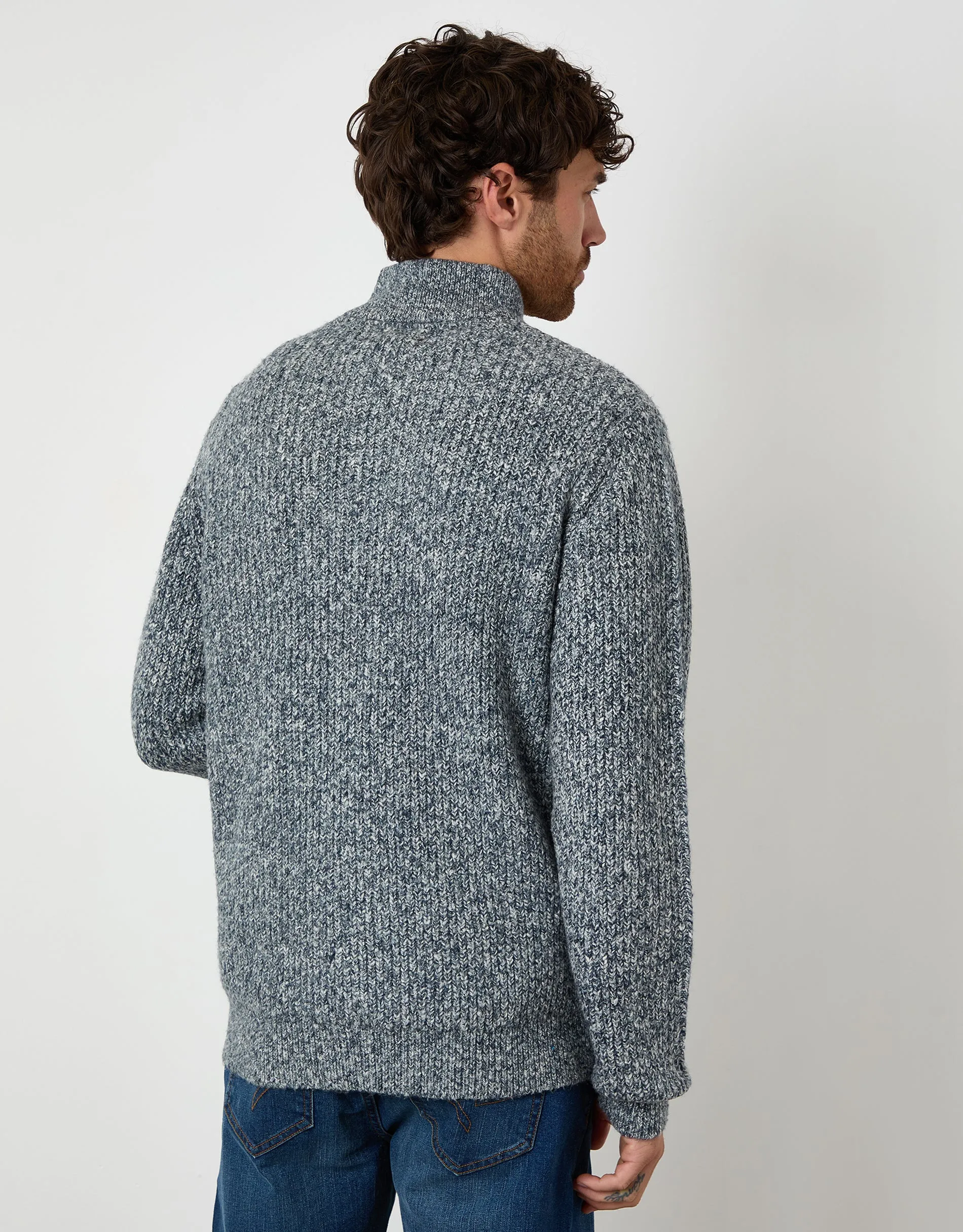 Navy Twist Knitted Quarter Zip Jumper sold by Threadbare product image thumbnail 3