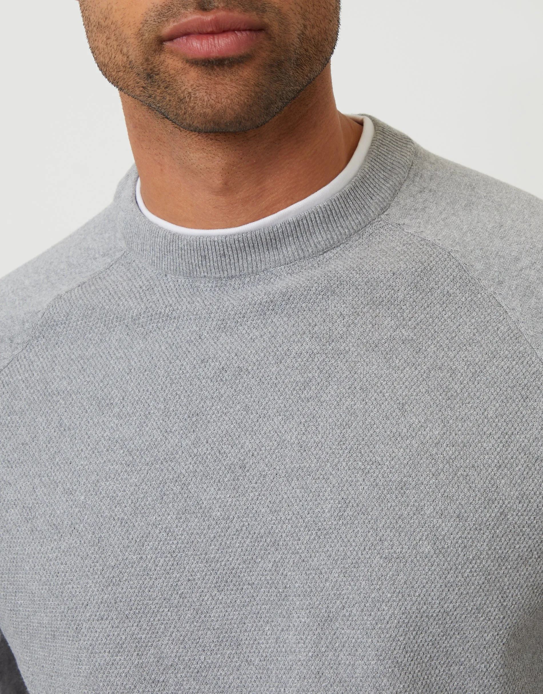 Grey Mock Tee Textured Knit Crew Neck Jumper sold by Threadbare product image thumbnail 4