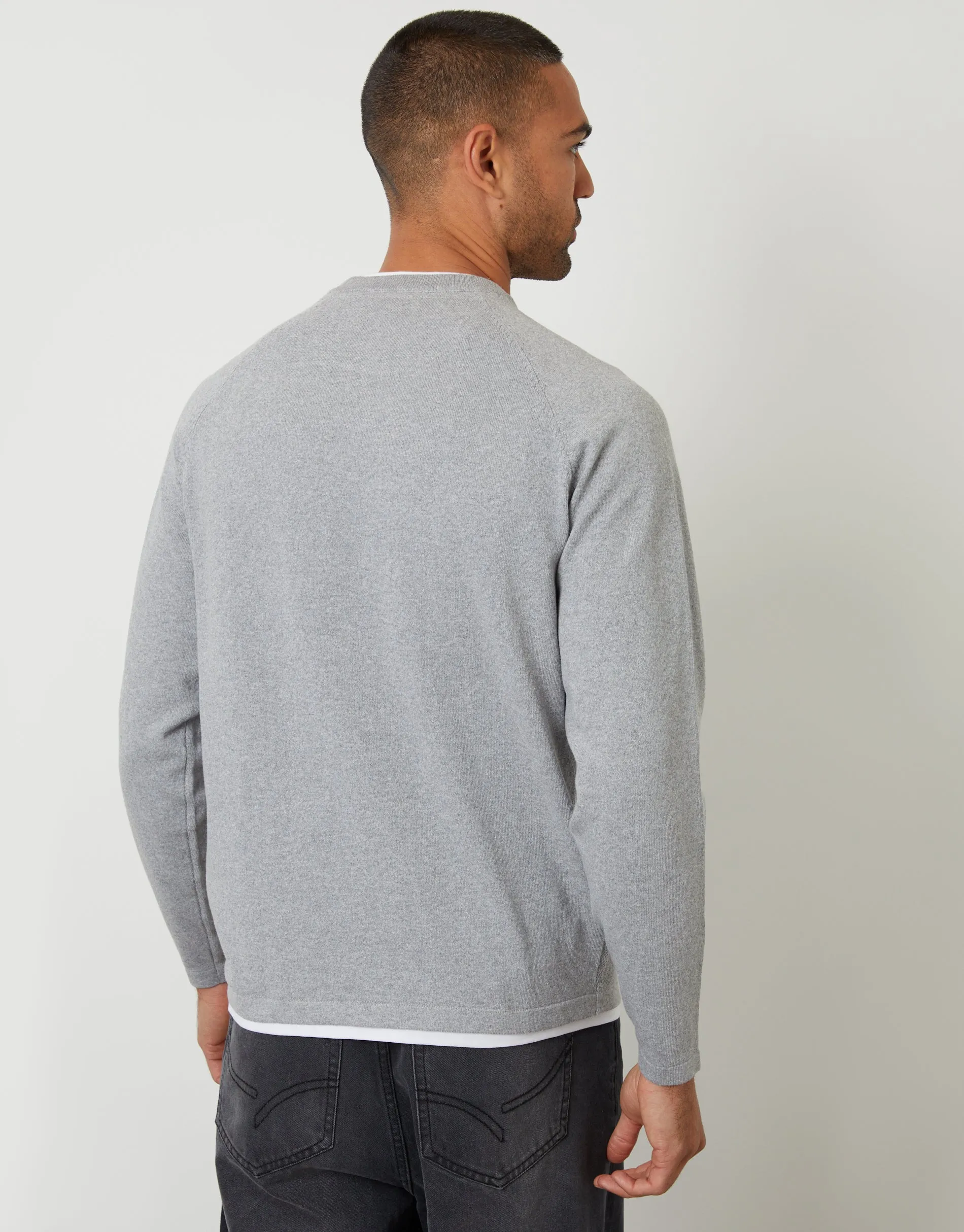 Grey Mock Tee Textured Knit Crew Neck Jumper sold by Threadbare product image thumbnail 2