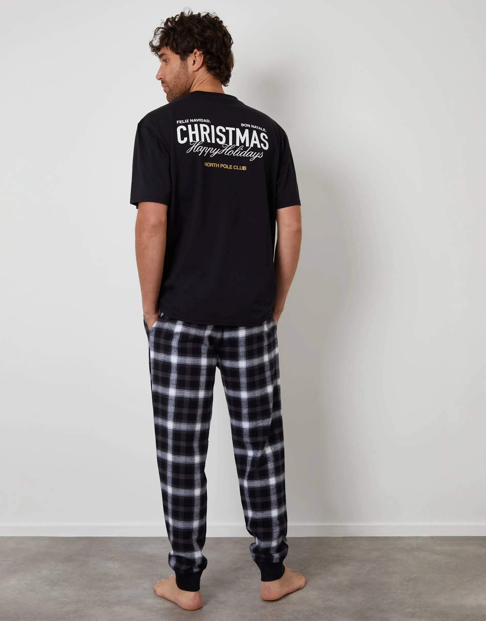 Black Christmas Graphic Check Pyjamas (2-Piece Set) sold by Threadbare product image thumbnail 2