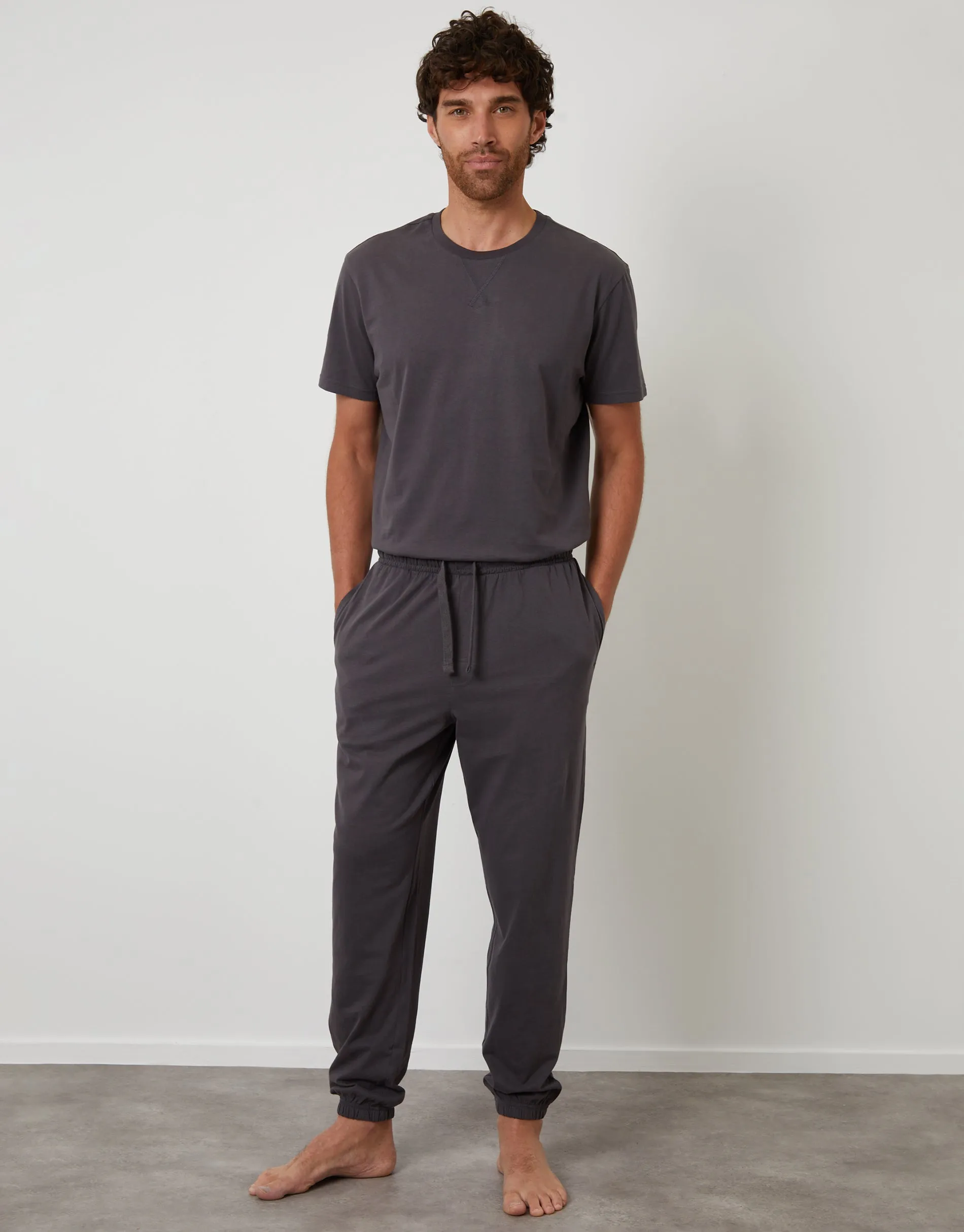 Dark Grey Peach Orangeed Cotton Pyjama Set (2-Piece Set) sold by Threadbare