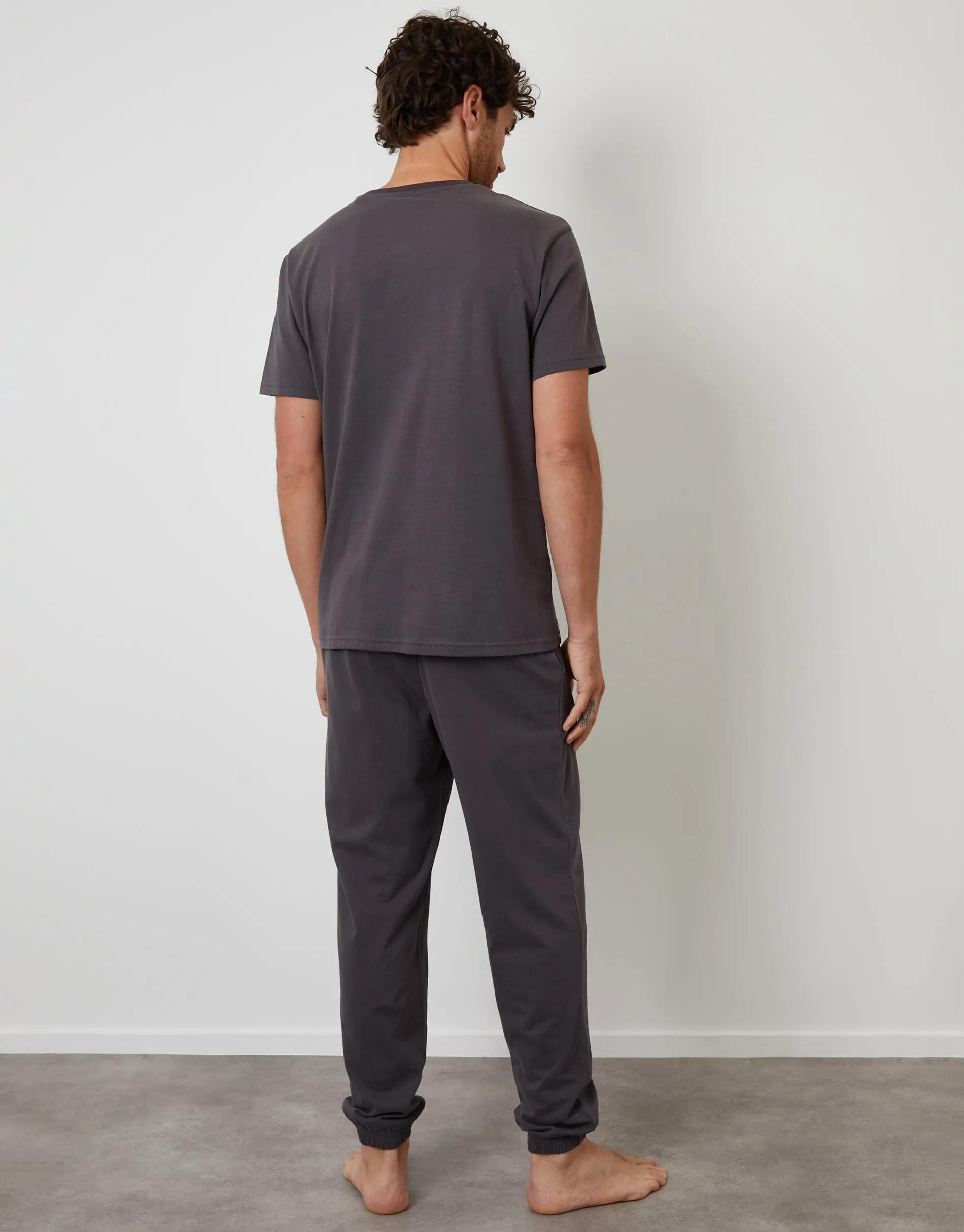 Dark Grey Peach Orangeed Cotton Pyjama Set (2-Piece Set) sold by Threadbare product image thumbnail 2