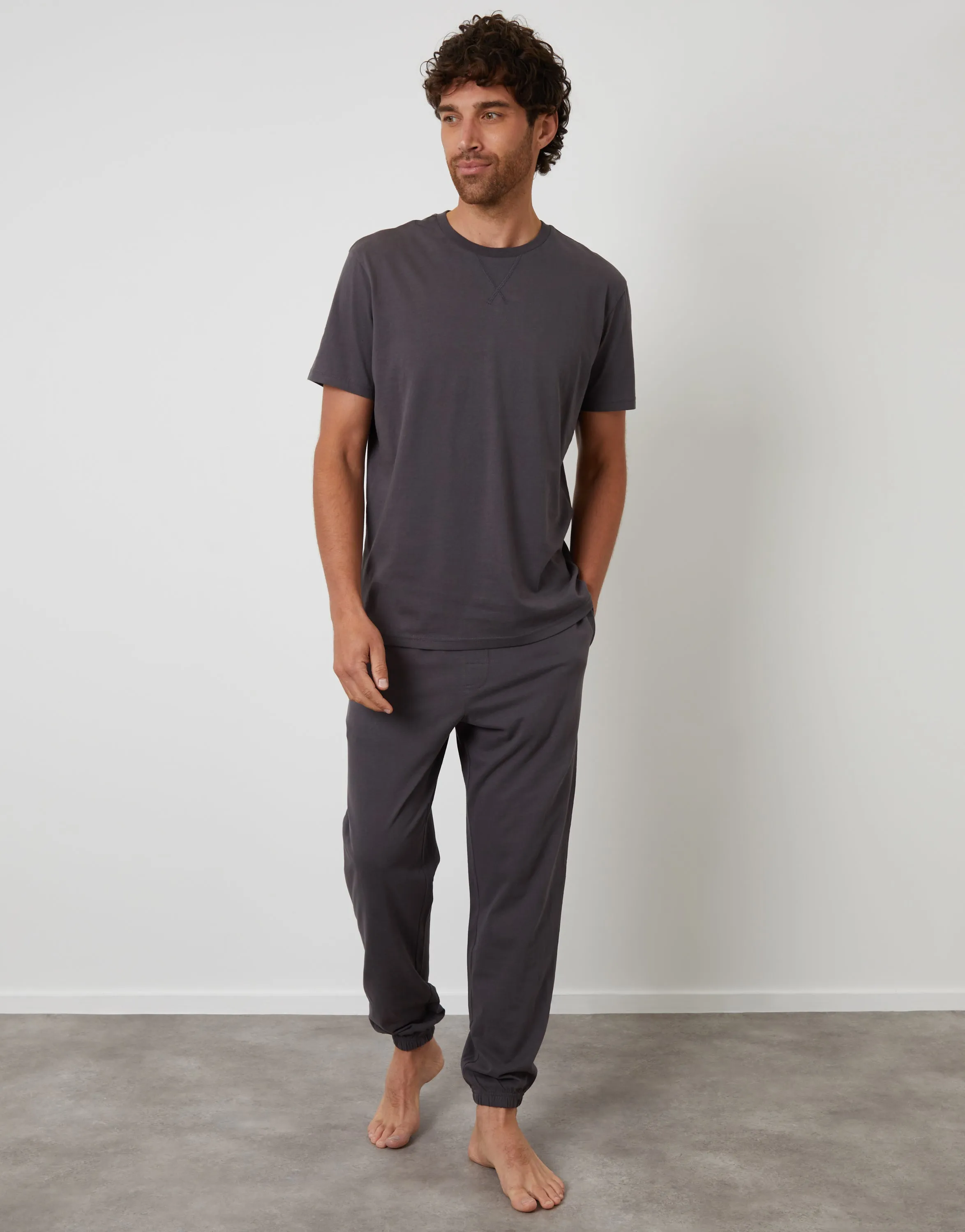 Dark Grey Peach Orangeed Cotton Pyjama Set (2-Piece Set) sold by Threadbare product image thumbnail 4