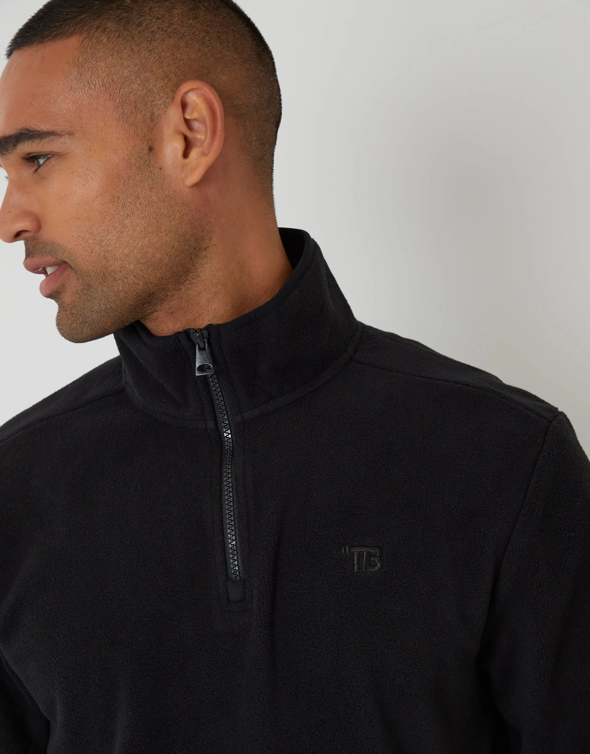 Black Quarter Zip Microfleece Sweatshirt sold by Threadbare product image thumbnail 4