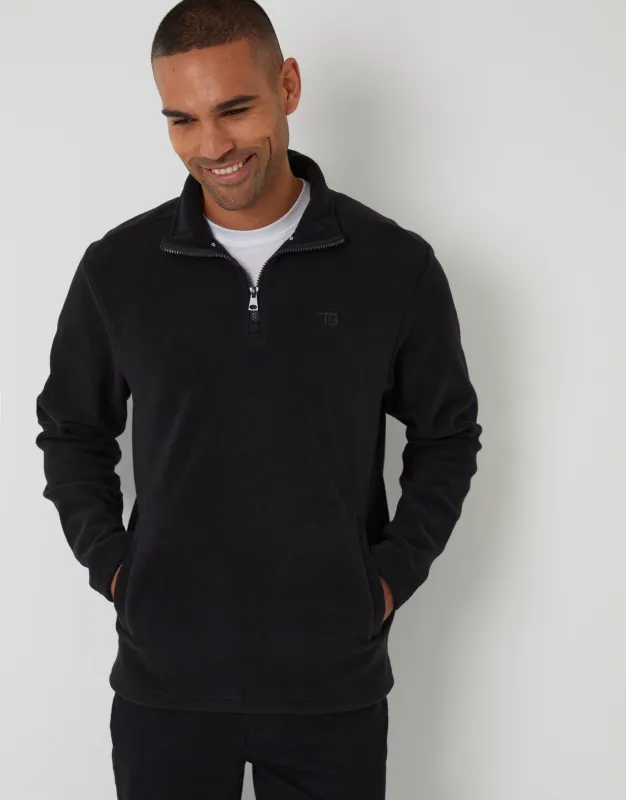 Black Quarter Zip Microfleece Sweatshirt sold by Threadbare