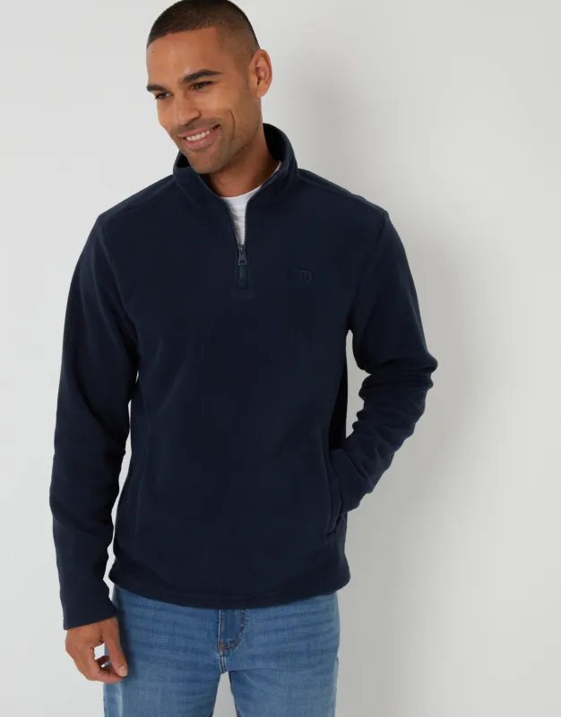 Navy Quarter Zip Microfleece Sweatshirt sold by Threadbare