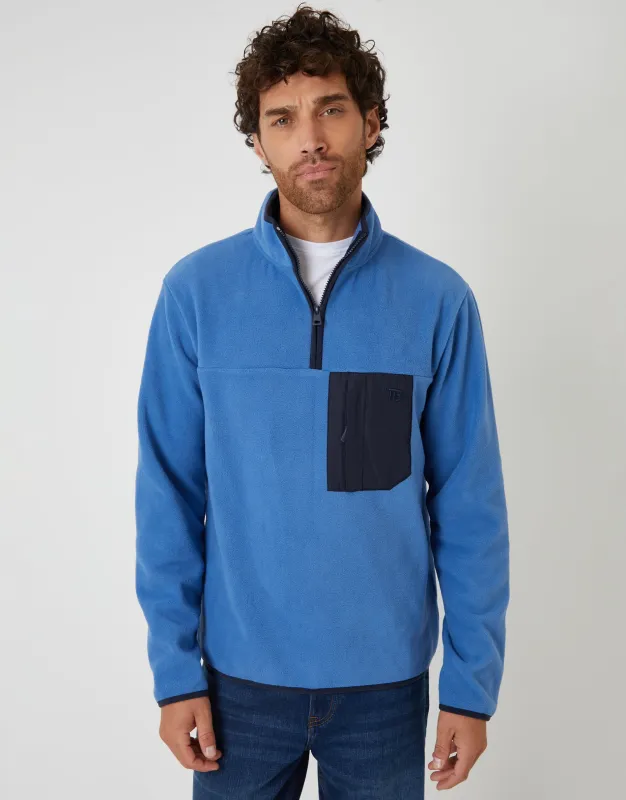 Cobalt Blue Microfleece Quarter Zip Sweatshirt sold by Threadbare