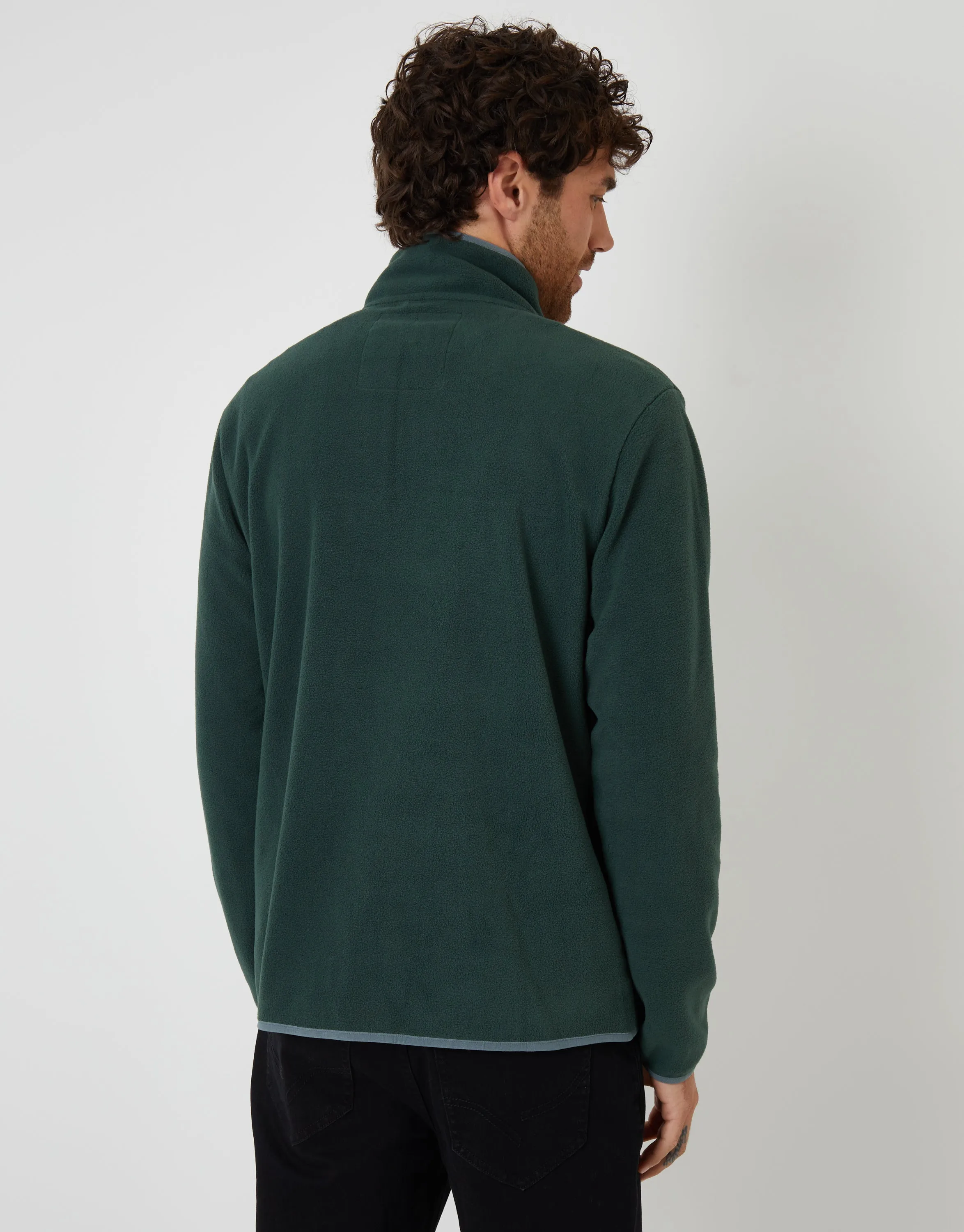 Forest Green Microfleece Quarter Zip Sweatshirt sold by Threadbare product image thumbnail 3