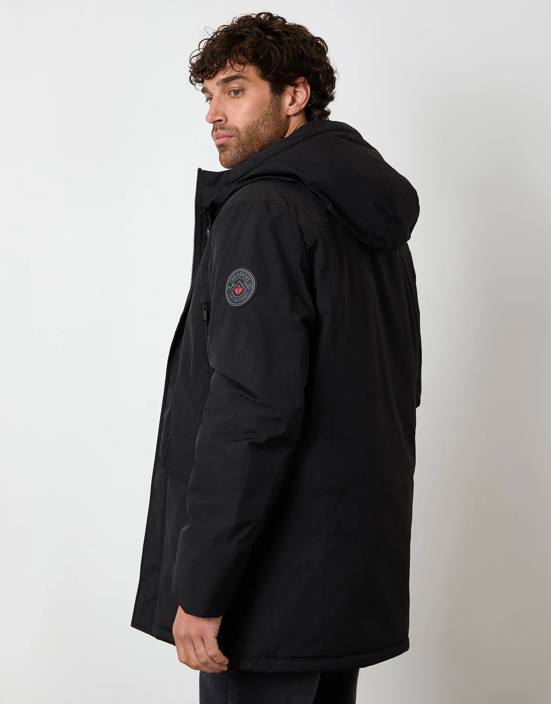 Black Mock Inner Longline Utility Coat sold by Threadbare product image thumbnail 4