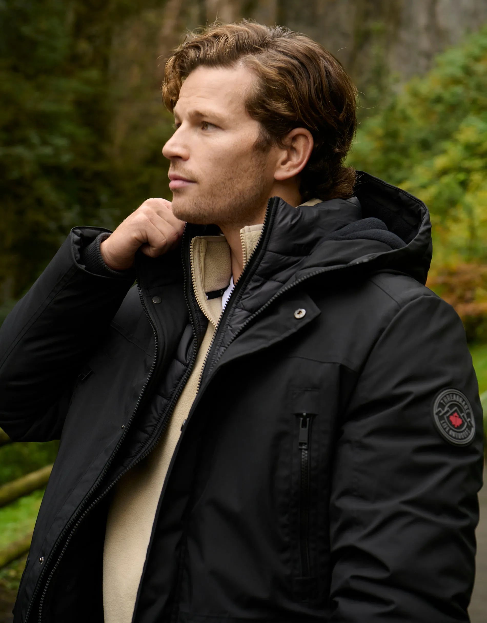 Black Mock Inner Longline Utility Coat sold by Threadbare product image thumbnail 2