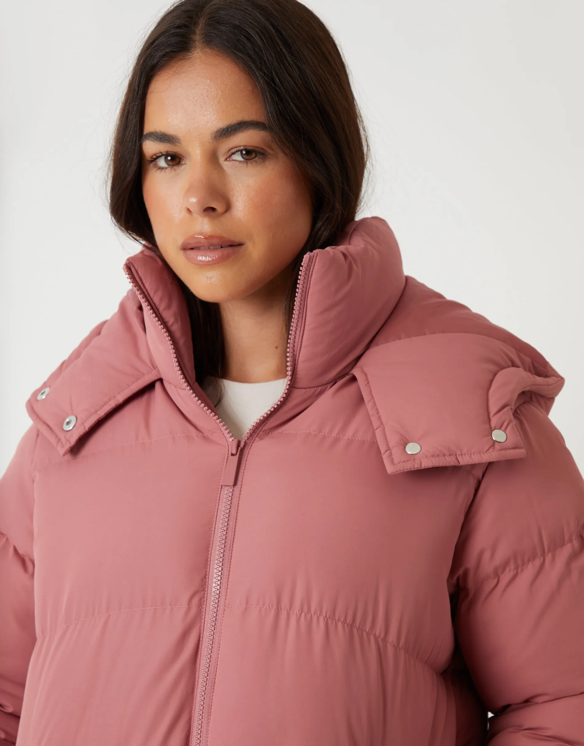 Pink Mid Length Hooded Puffer Coat sold by Threadbare product image thumbnail 5