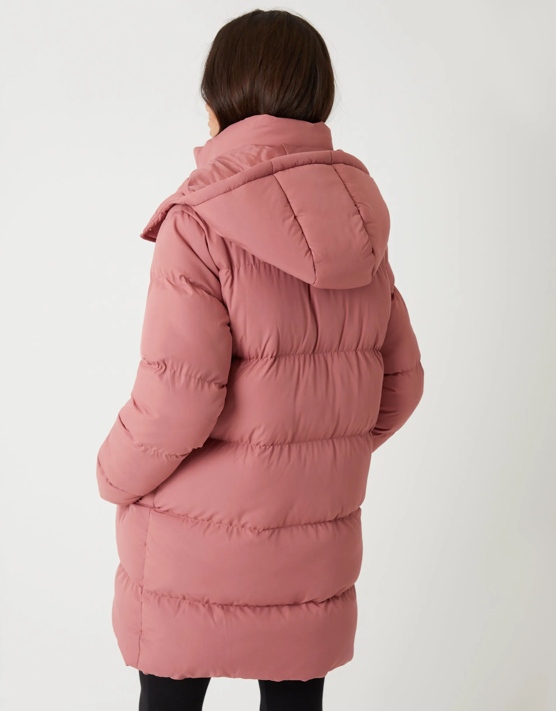 Pink Mid Length Hooded Puffer Coat sold by Threadbare product image thumbnail 3