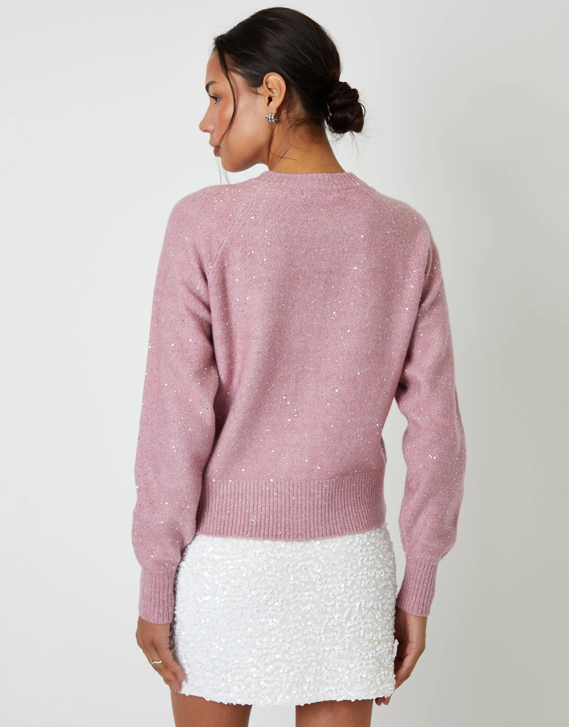 Pink Knitted Sequin Cardigan sold by Threadbare product image thumbnail 3