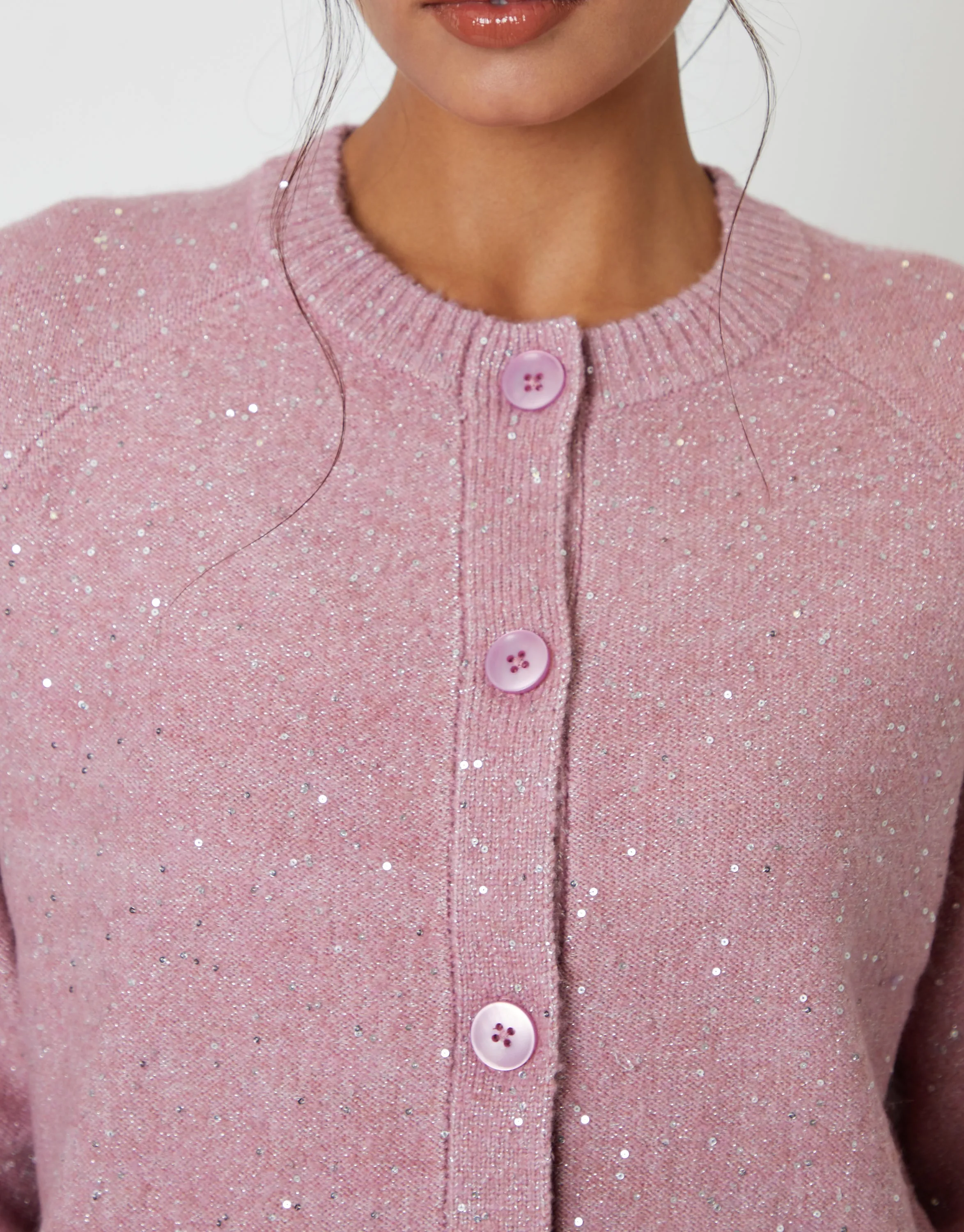 Pink Knitted Sequin Cardigan sold by Threadbare product image thumbnail 5
