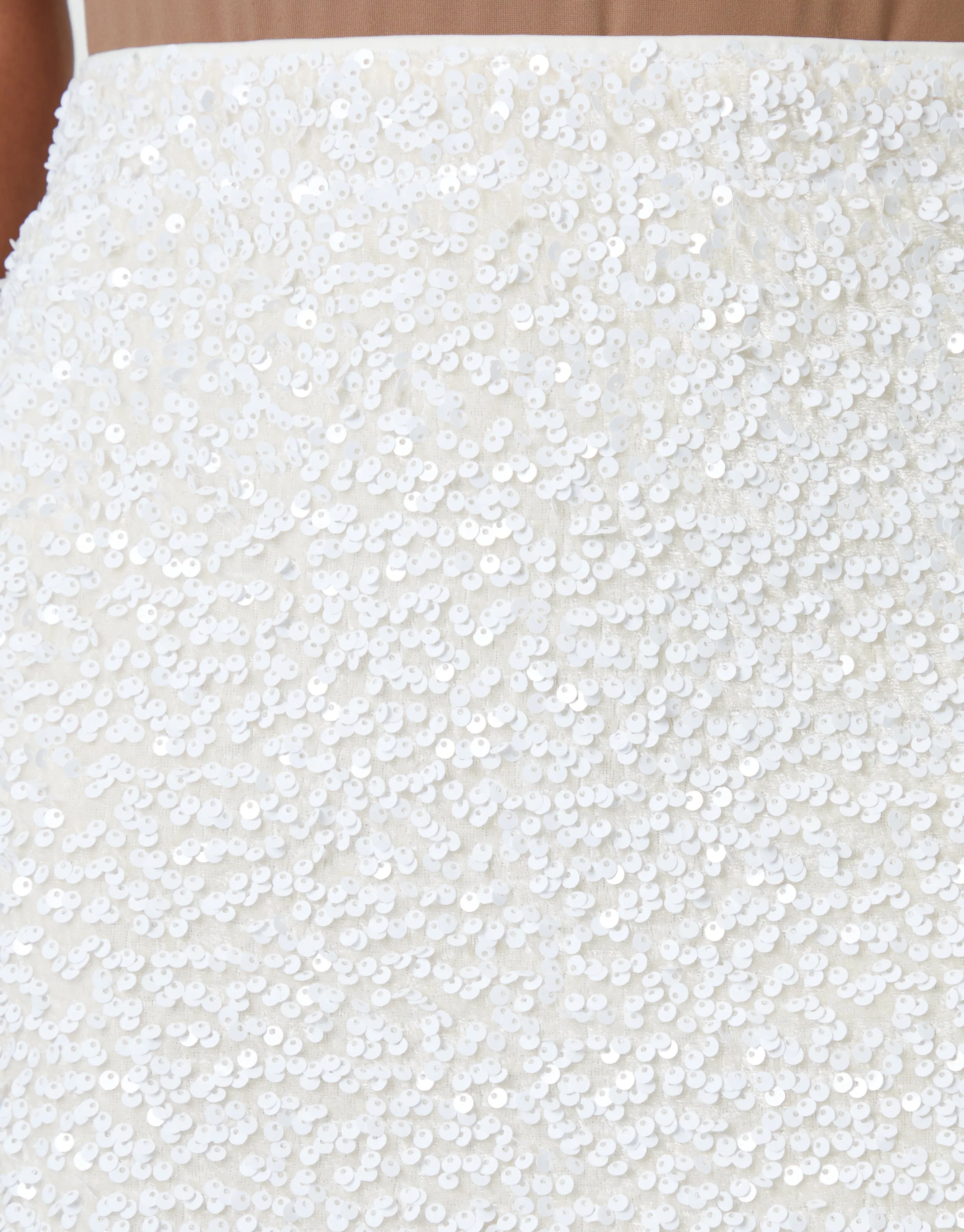 Sequin Velour Mini Skirt in White sold by Threadbare product image thumbnail 5