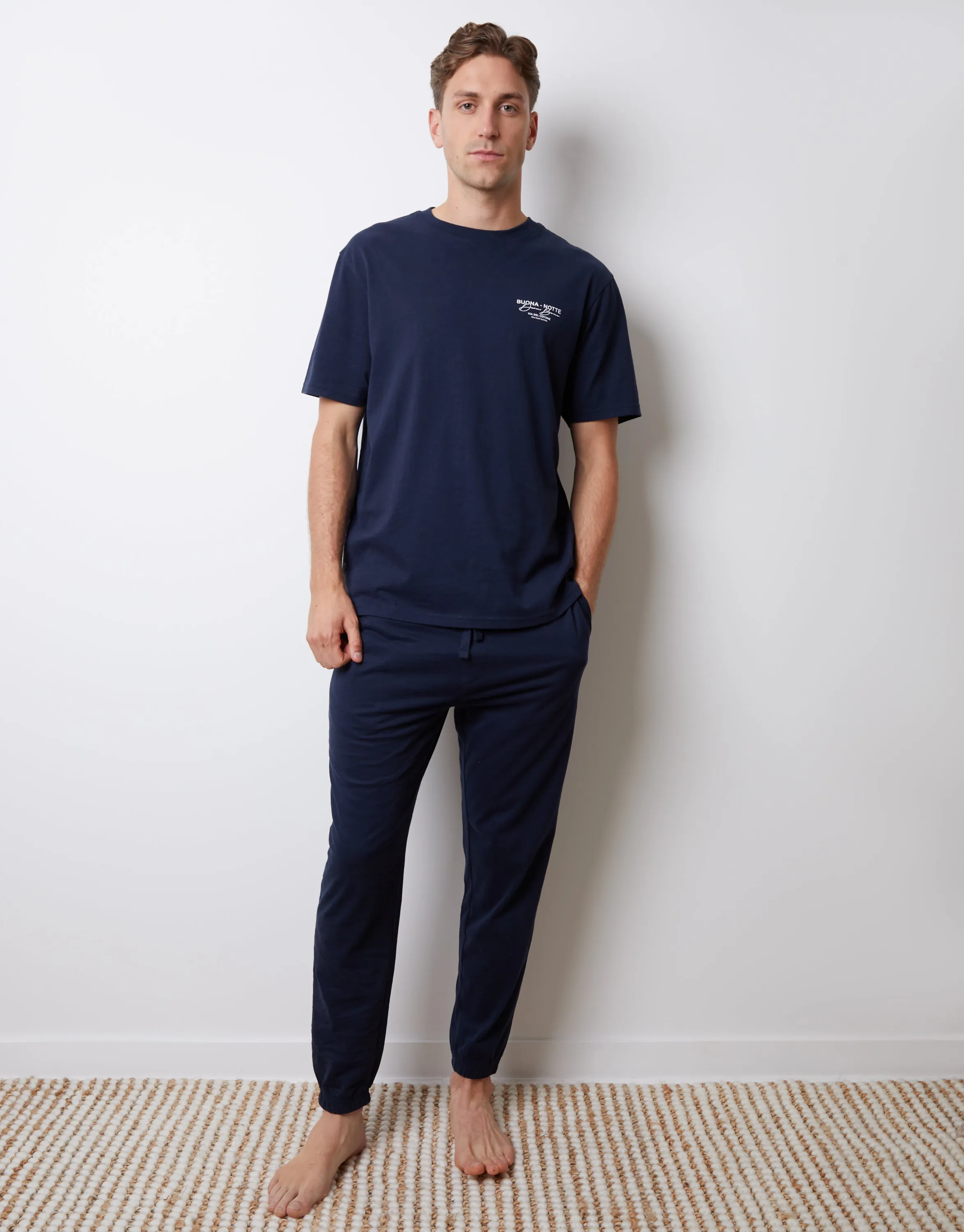 Navy Peached Cotton Graphic Lounge Set (2-Piece Set) sold by Threadbare product image thumbnail 2