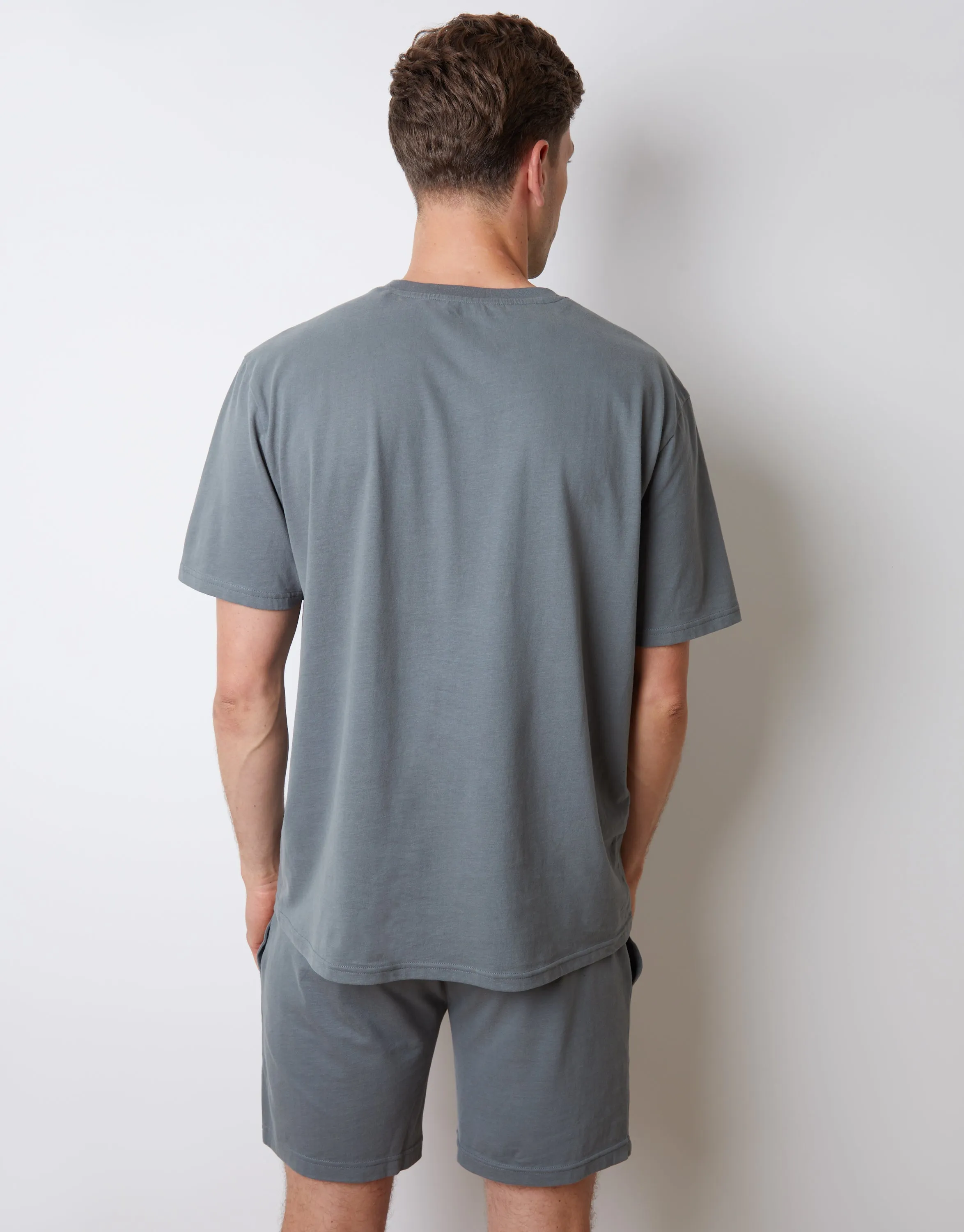 Blue Relaxed Fit Peached Cotton Shortie Lounge Set (2-Piece Set) sold by Threadbare product image thumbnail 2