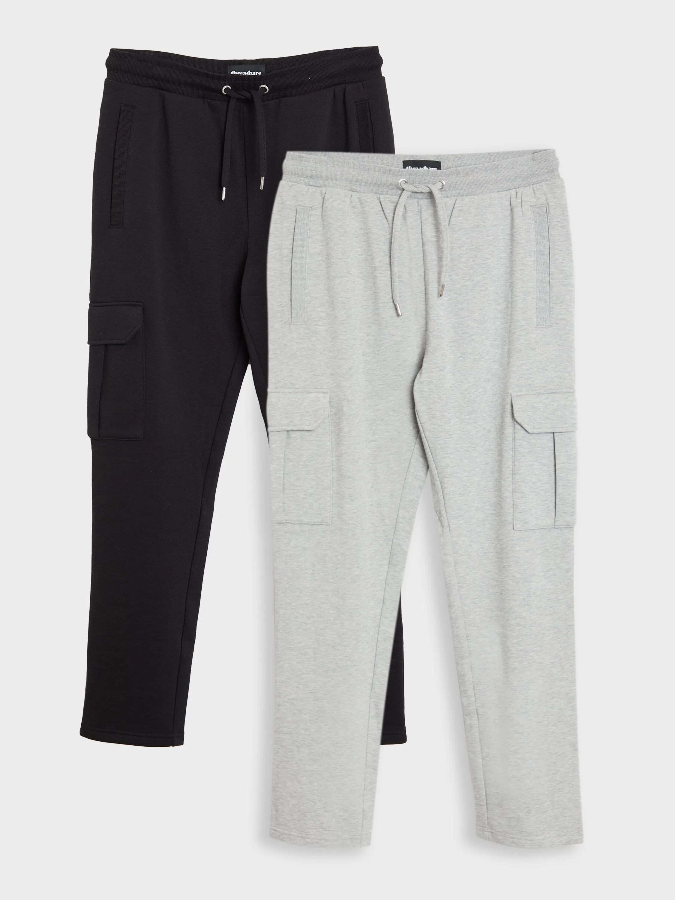 Black & Light Grey Cargo Joggers (2 Pack) sold by Threadbare