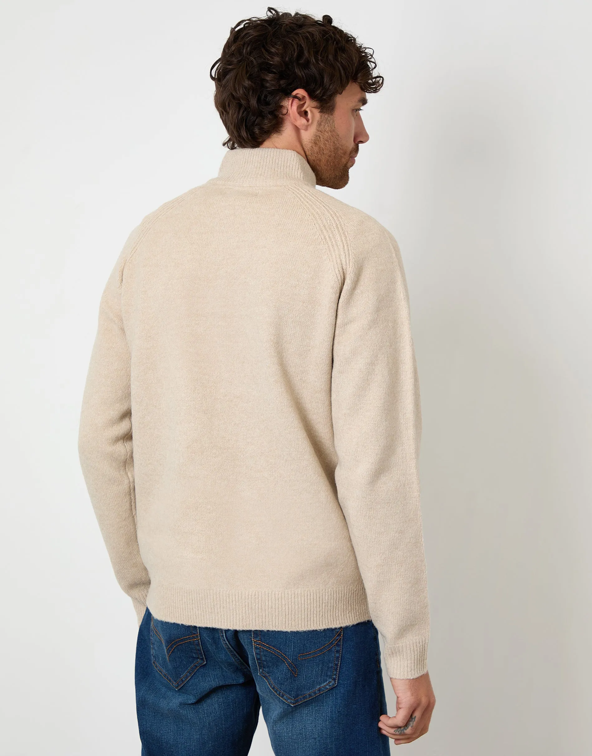 Stone Raglan Rib Quarter Zip Knitted Jumper sold by Threadbare product image thumbnail 2