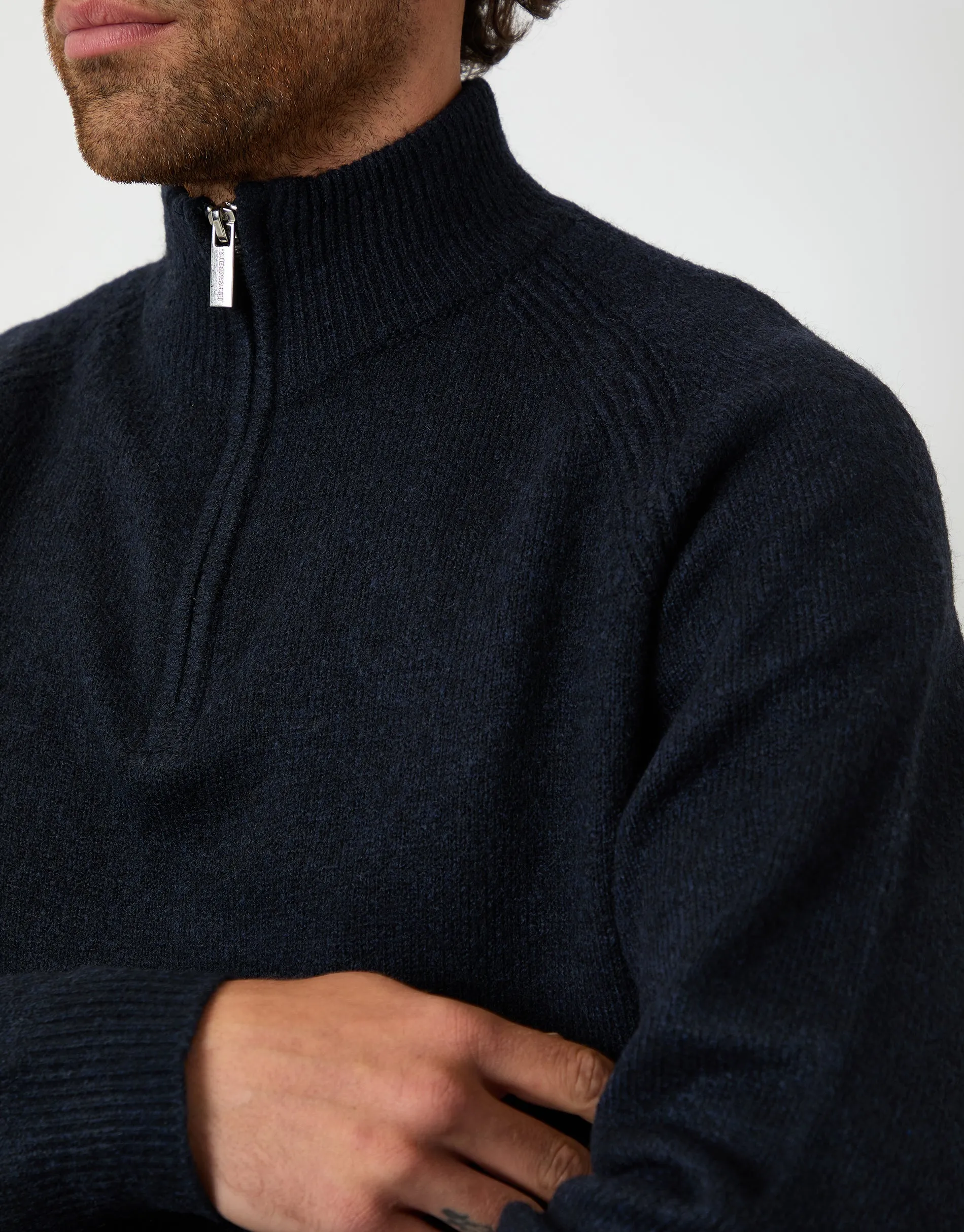 Navy Raglan Rib Quarter Zip Knitted Jumper sold by Threadbare product image thumbnail 4