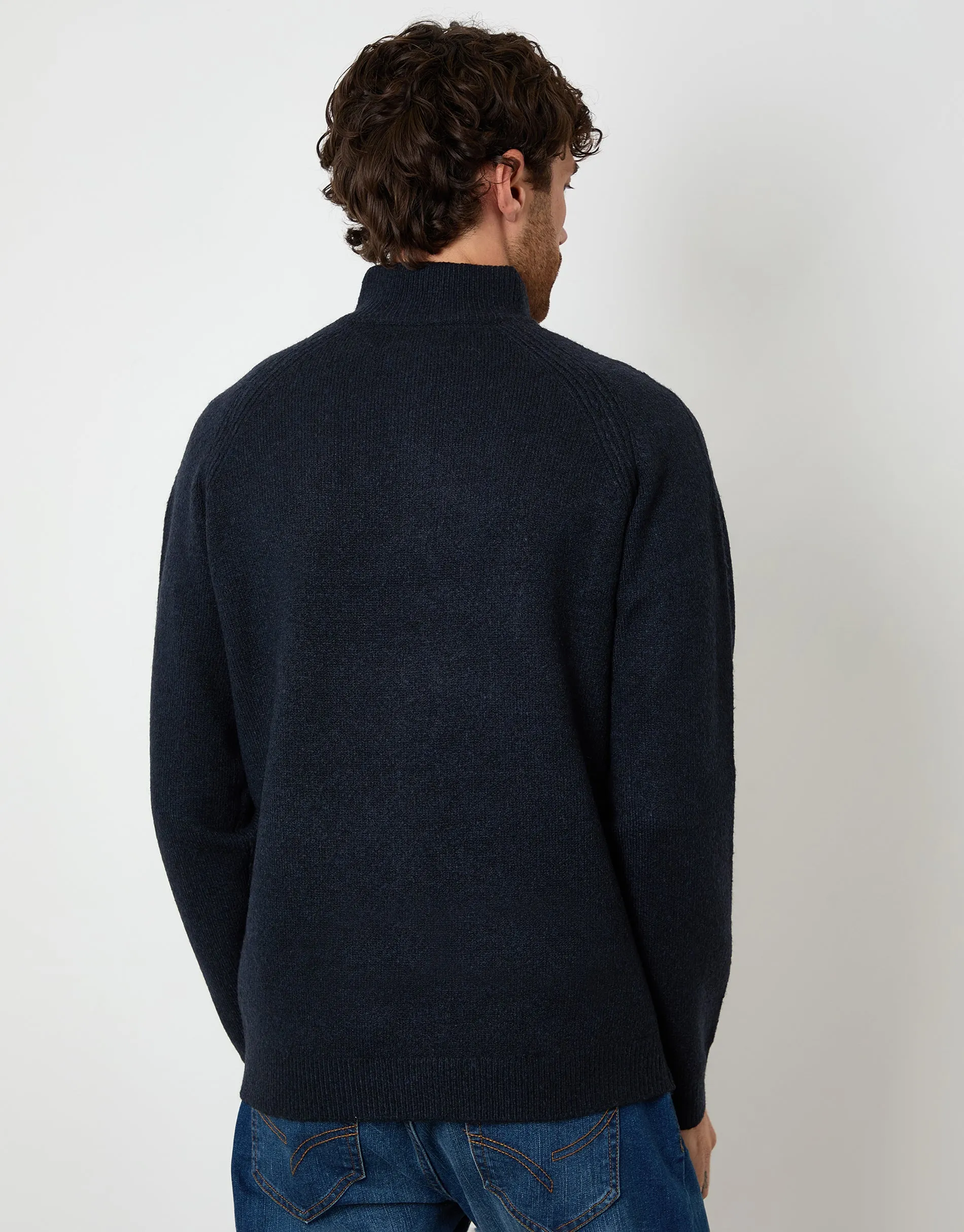 Navy Raglan Rib Quarter Zip Knitted Jumper sold by Threadbare product image thumbnail 2
