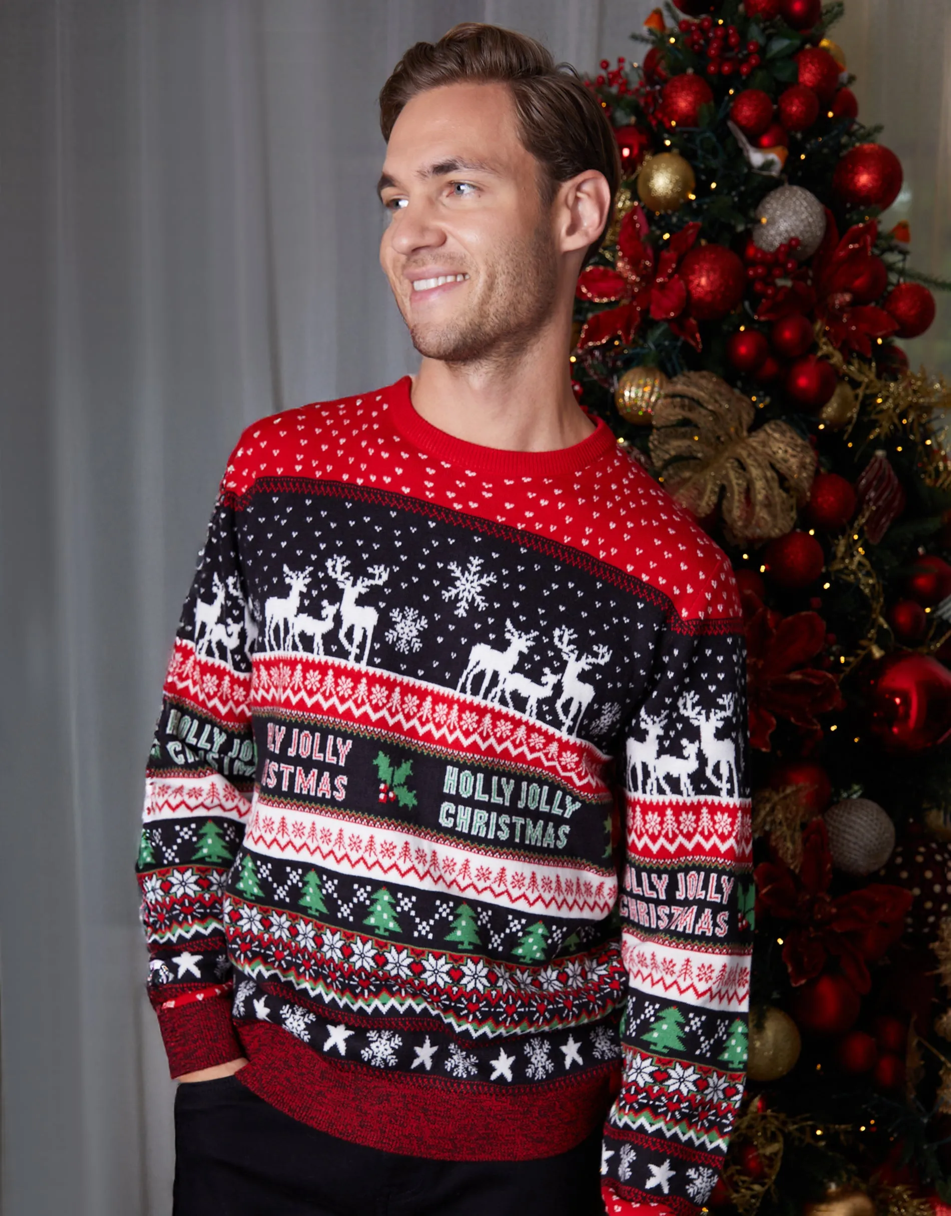 Black Christmas Fairisle Knitted Jumper sold by Threadbare product image thumbnail 3