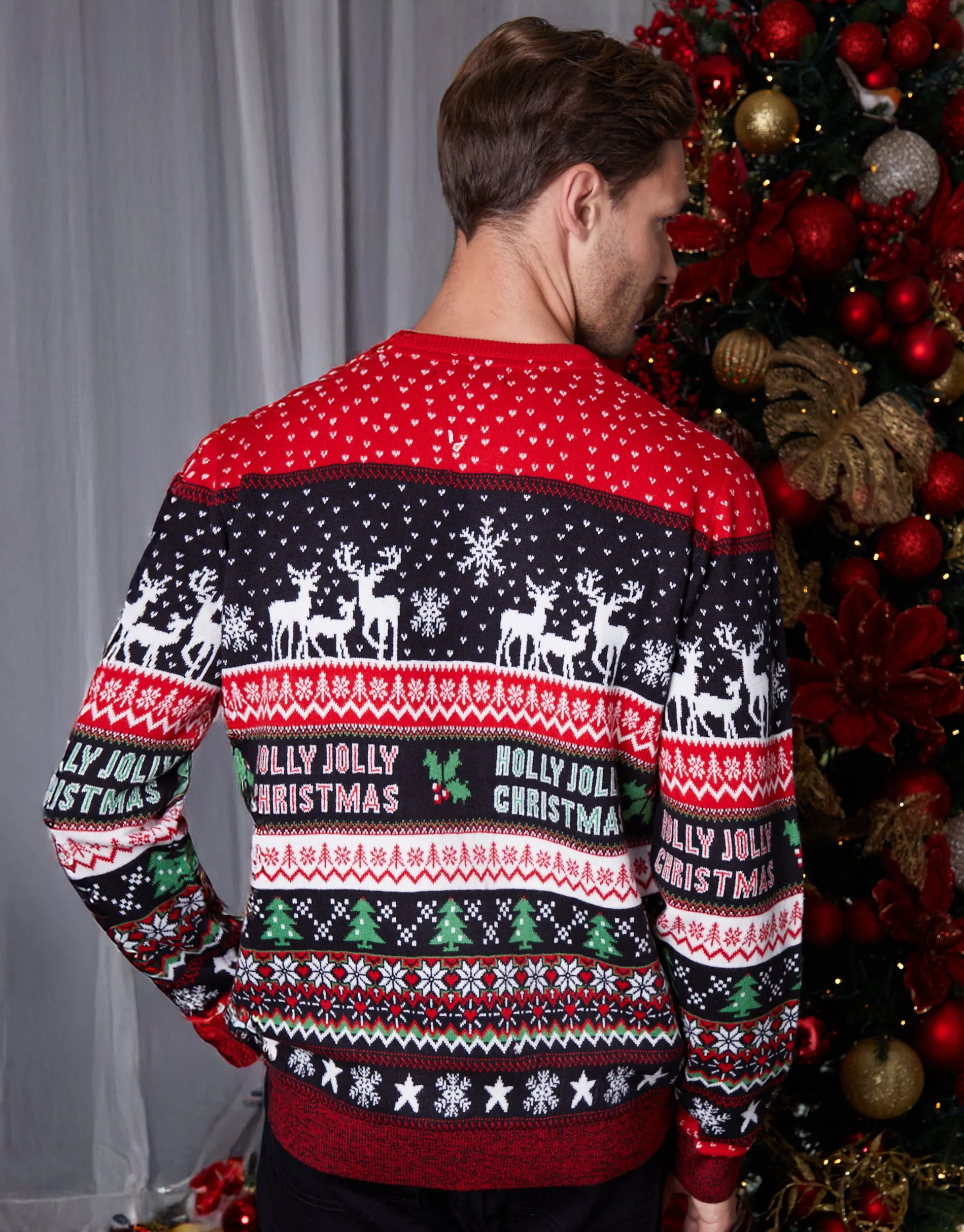 Black Christmas Fairisle Knitted Jumper sold by Threadbare product image thumbnail 4