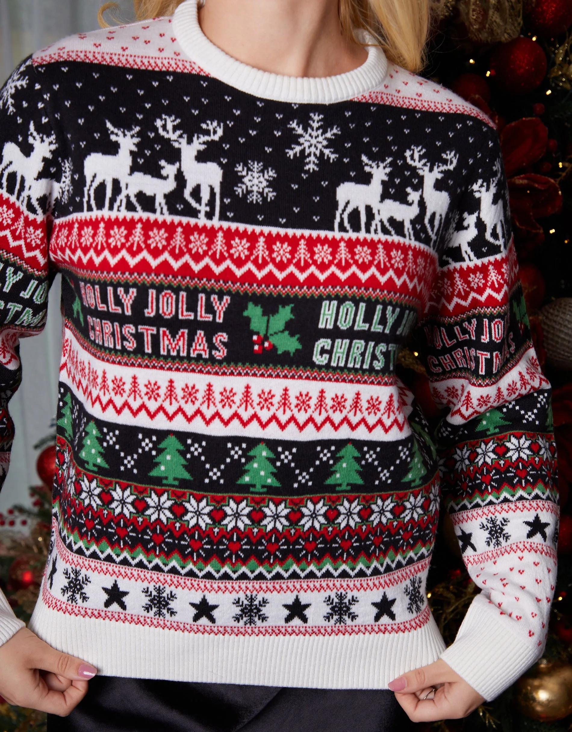 Black Christmas Fairisle Knitted Jumper sold by Threadbare product image thumbnail 5