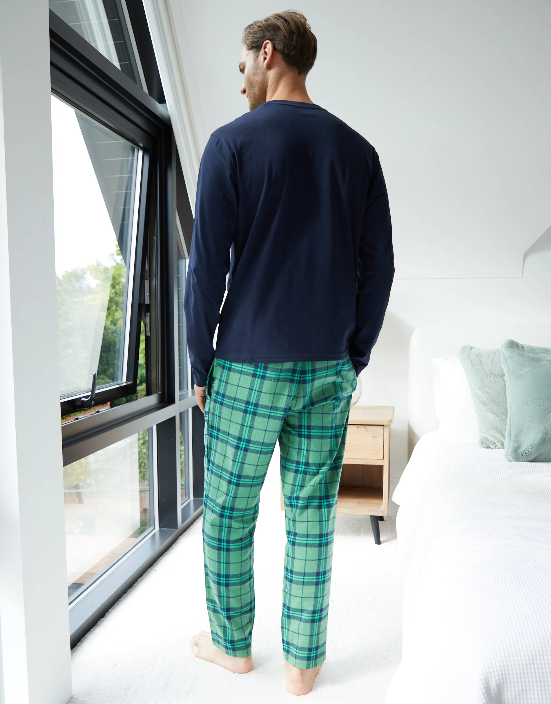 Navy Christmas Tree Graphic Print Long Pyjamas (2-Piece Set) sold by Threadbare product image thumbnail 3