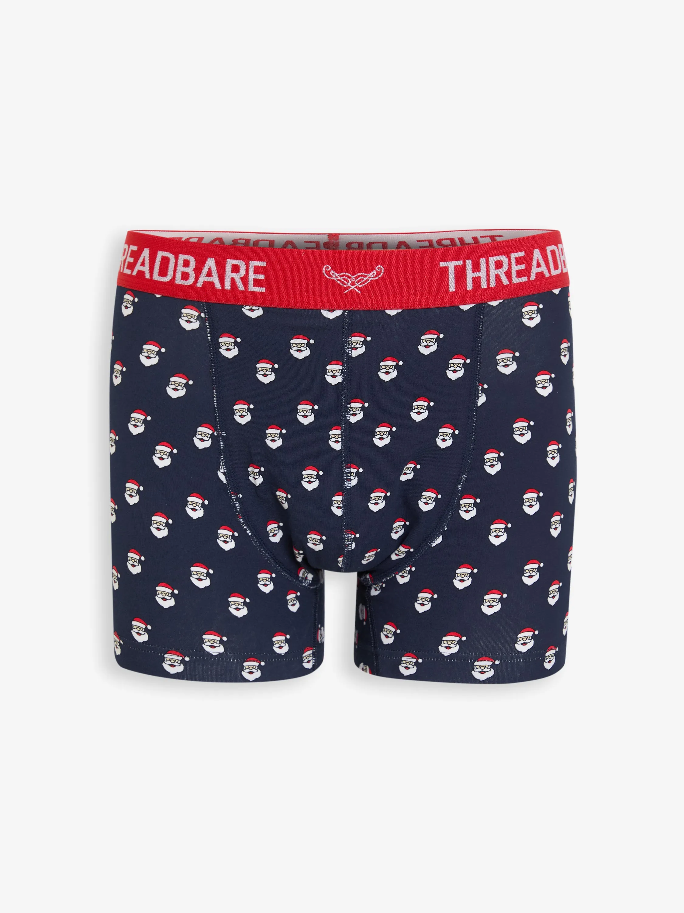 Navy Christmas Print Hipster Fit Boxer Shorts (3 Pack) sold by Threadbare product image thumbnail 3
