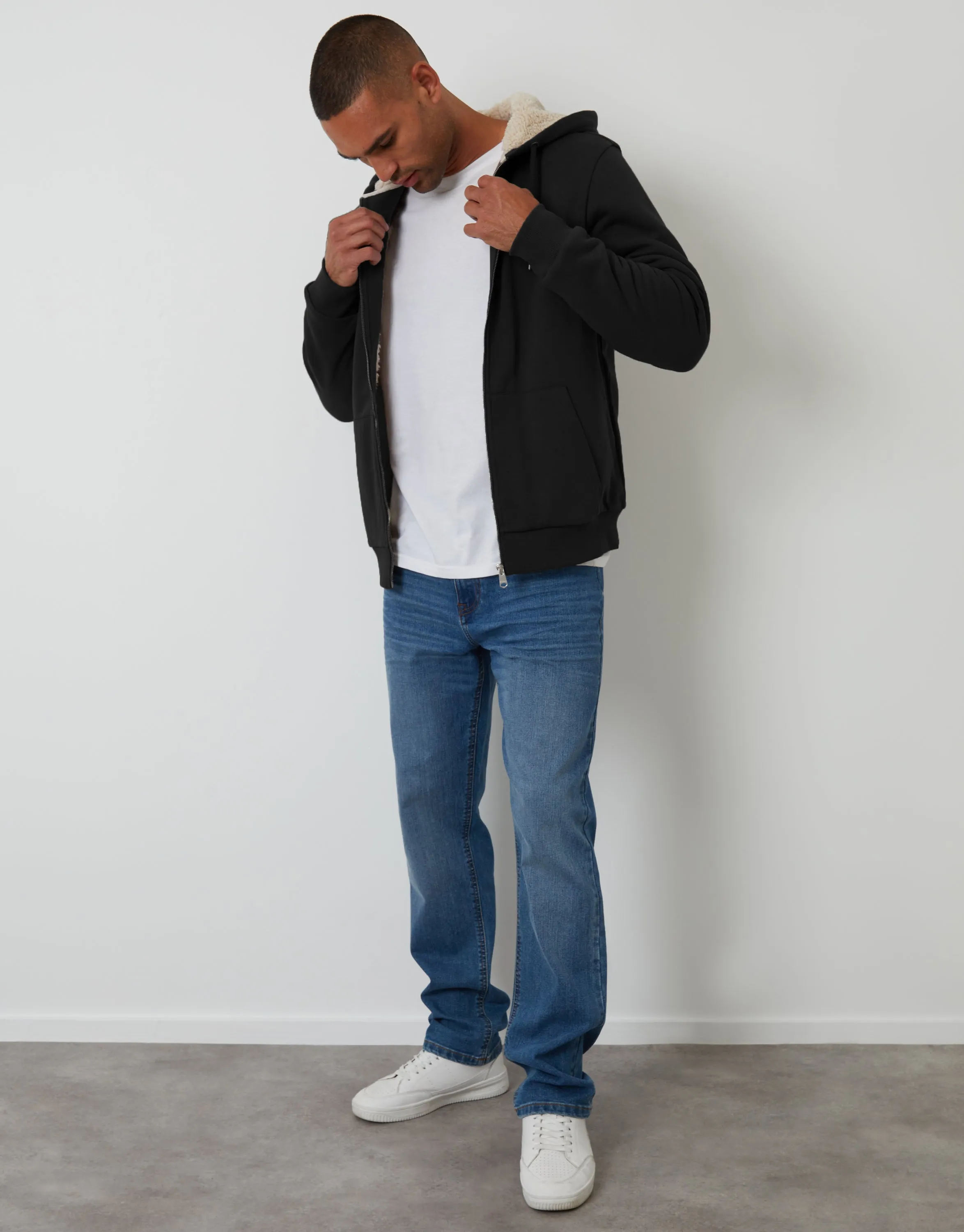 Black Borg Lined Zip-Through Hoodie sold by Threadbare product image thumbnail 3