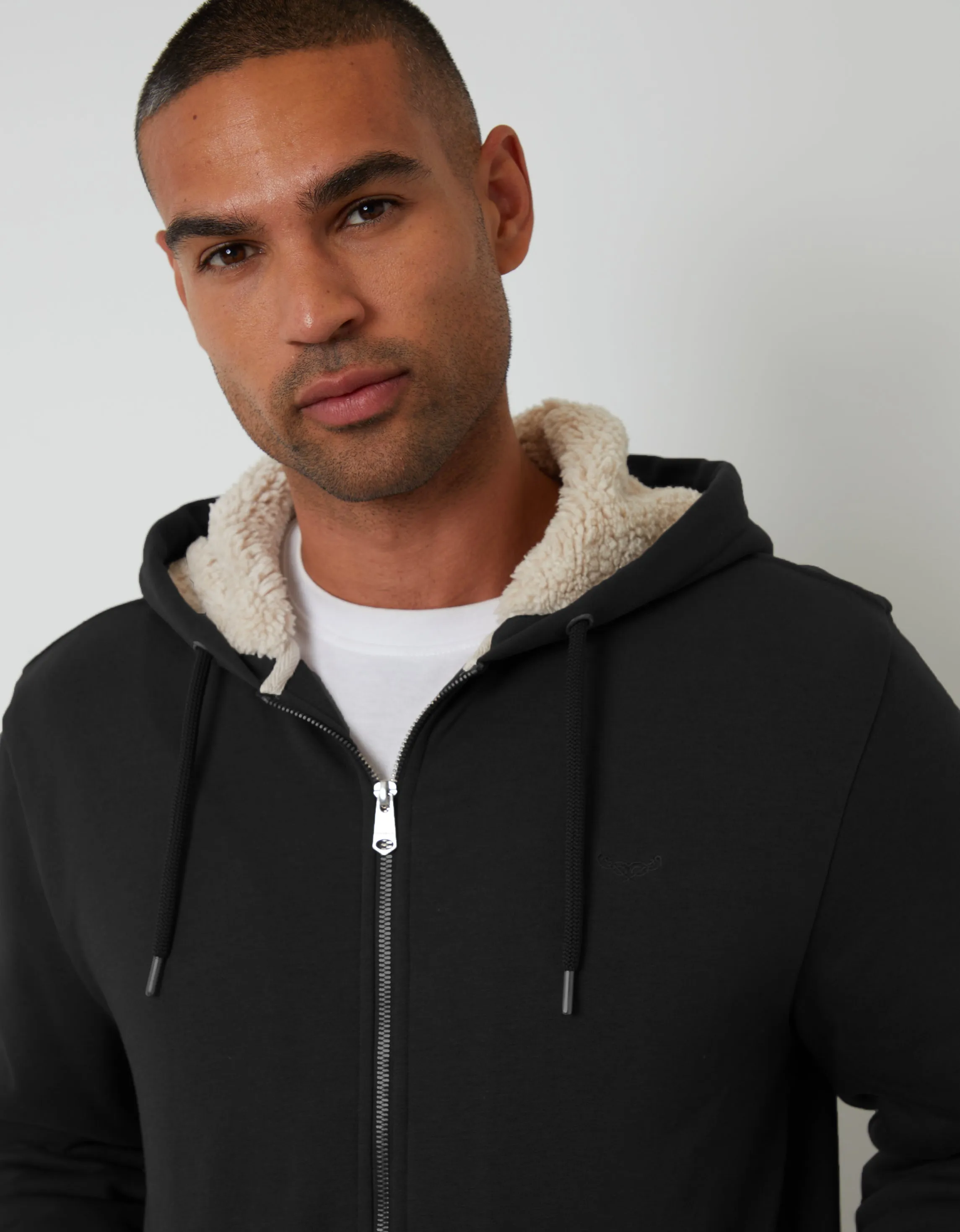 Black Borg Lined Zip-Through Hoodie sold by Threadbare product image thumbnail 4