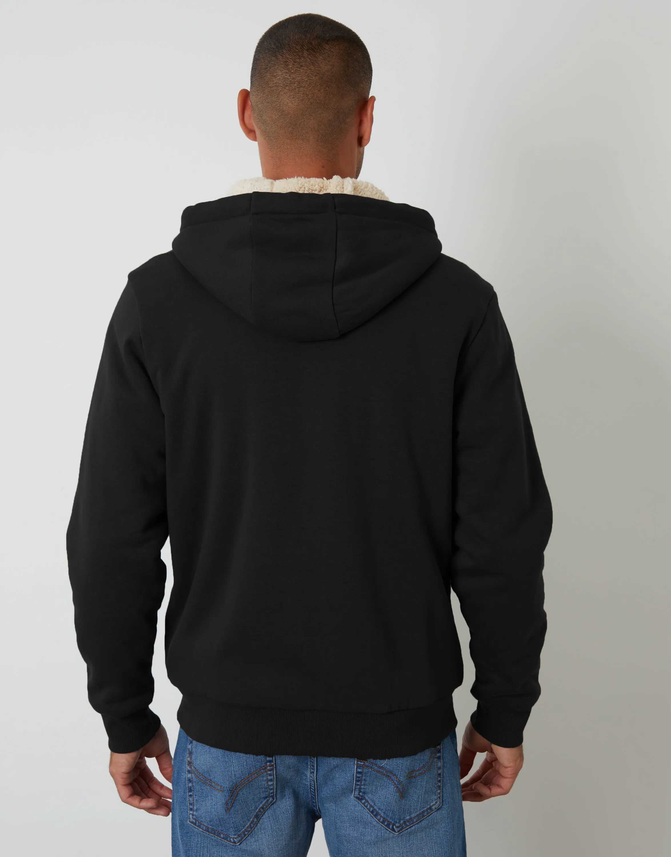 Black Borg Lined Zip-Through Hoodie sold by Threadbare product image thumbnail 2