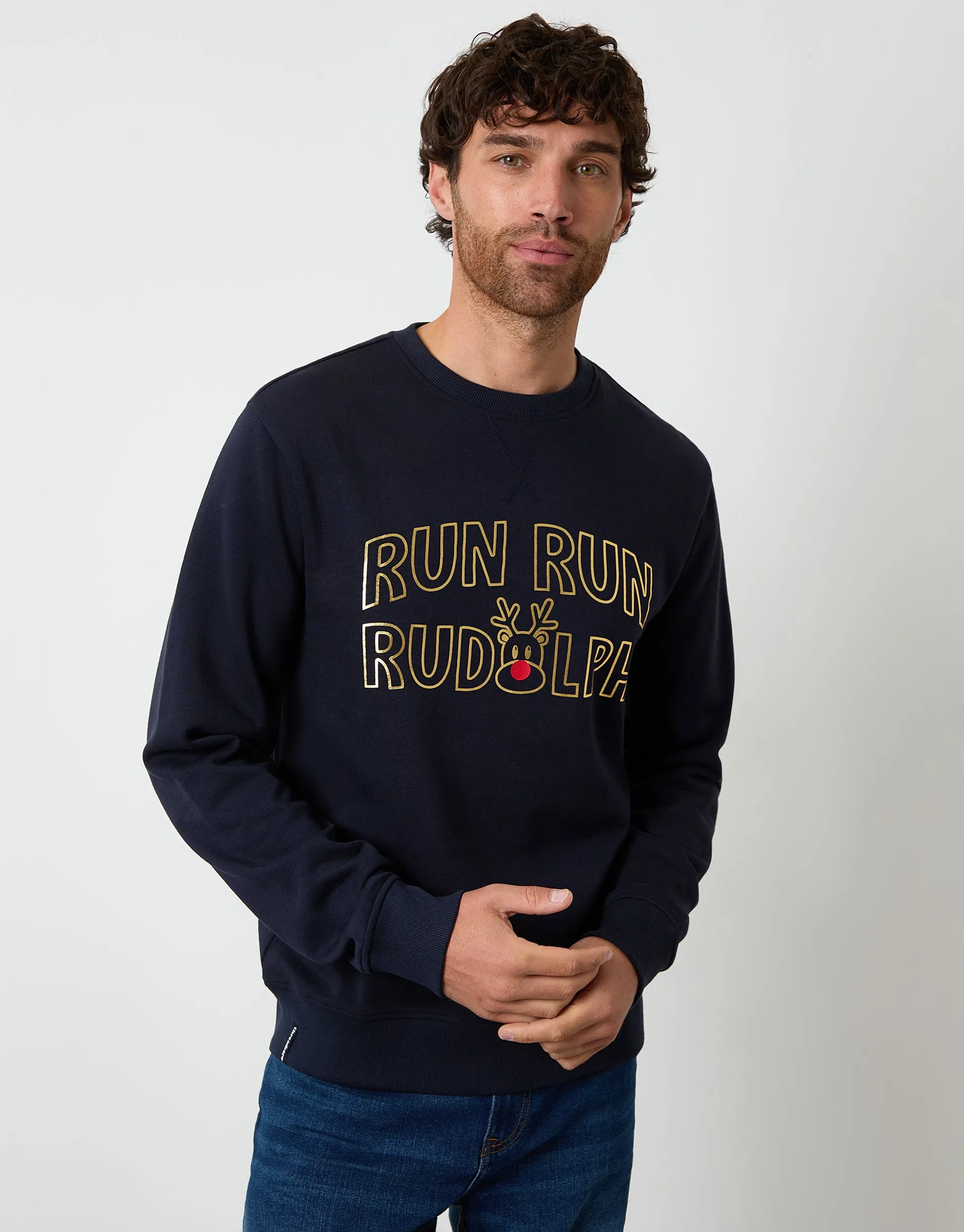 Navy Christmas Graphic Print Crew Neck Sweatshirt sold by Threadbare product image thumbnail 2