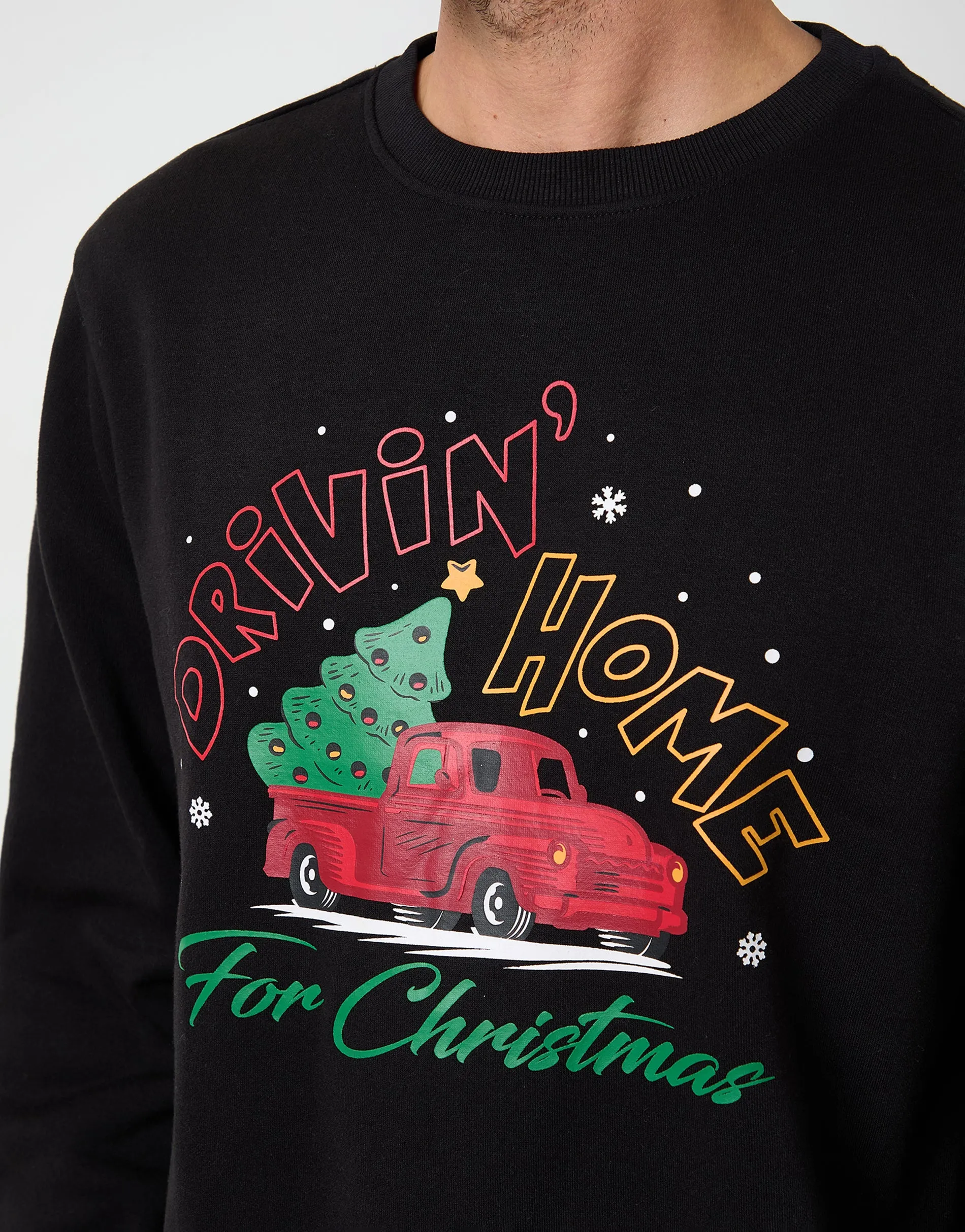 Black Christmas Graphic Print Crew Neck Sweatshirt sold by Threadbare product image thumbnail 5