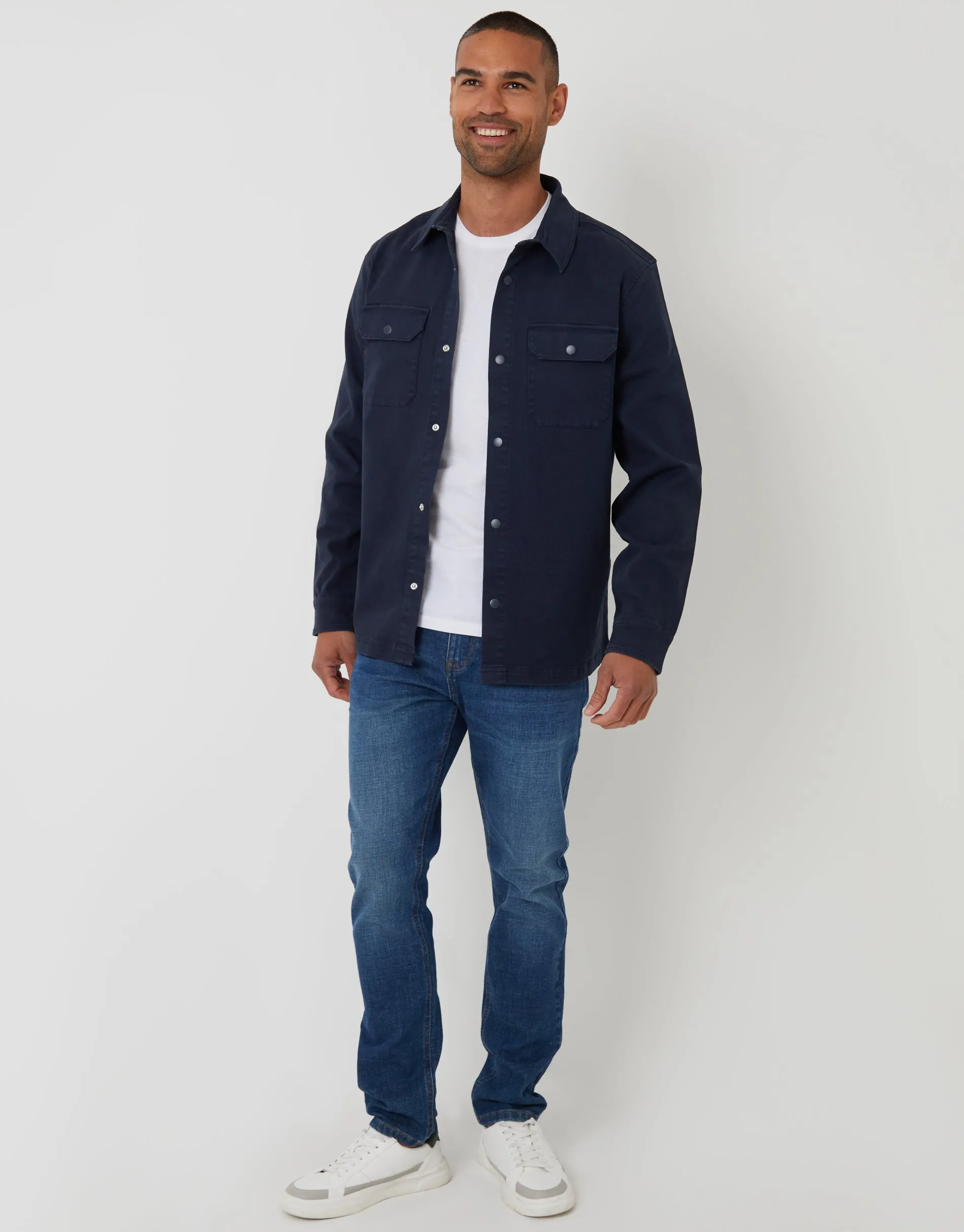 Navy Snap Fastening Shacket sold by Threadbare product image thumbnail 3